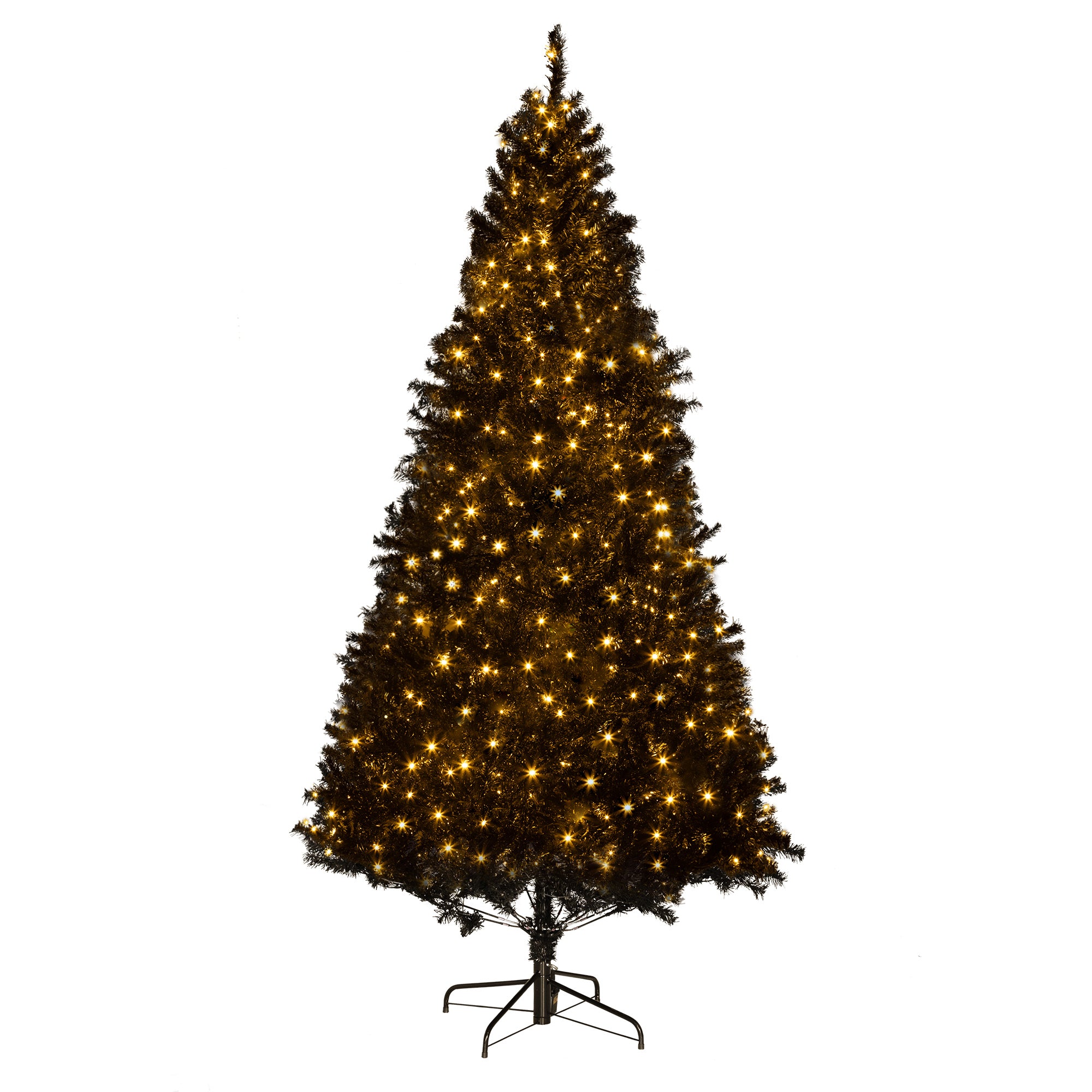 7.5 FT Tall PreLit Artificial Christmas Tree with Realistic Branches 500 Warm White LED Lights Black