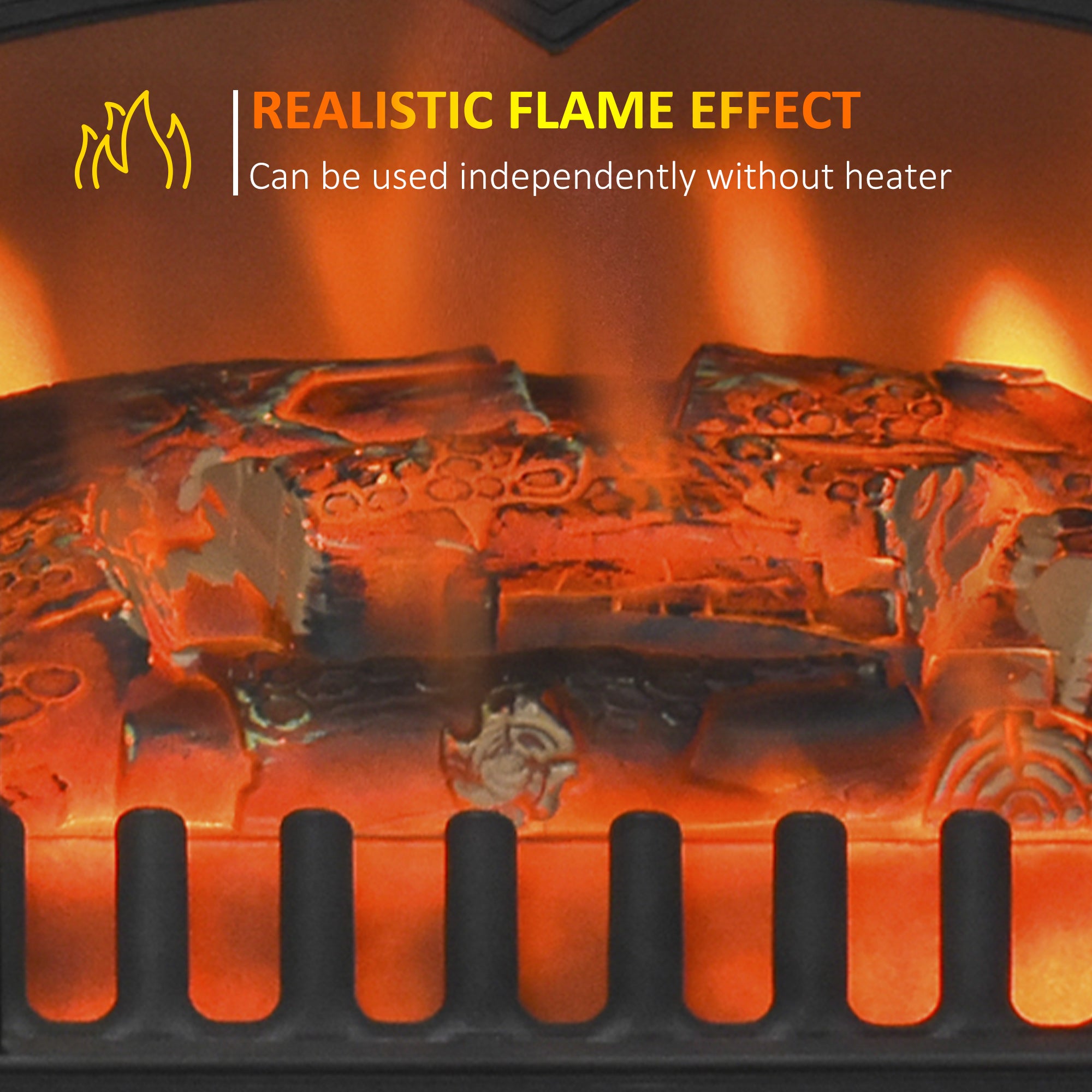 Freestanding Electric Fireplace Indoor Heater Glass View Log Wood Burning Effect Flame Portable Fireplace Stove 950/1850W Black