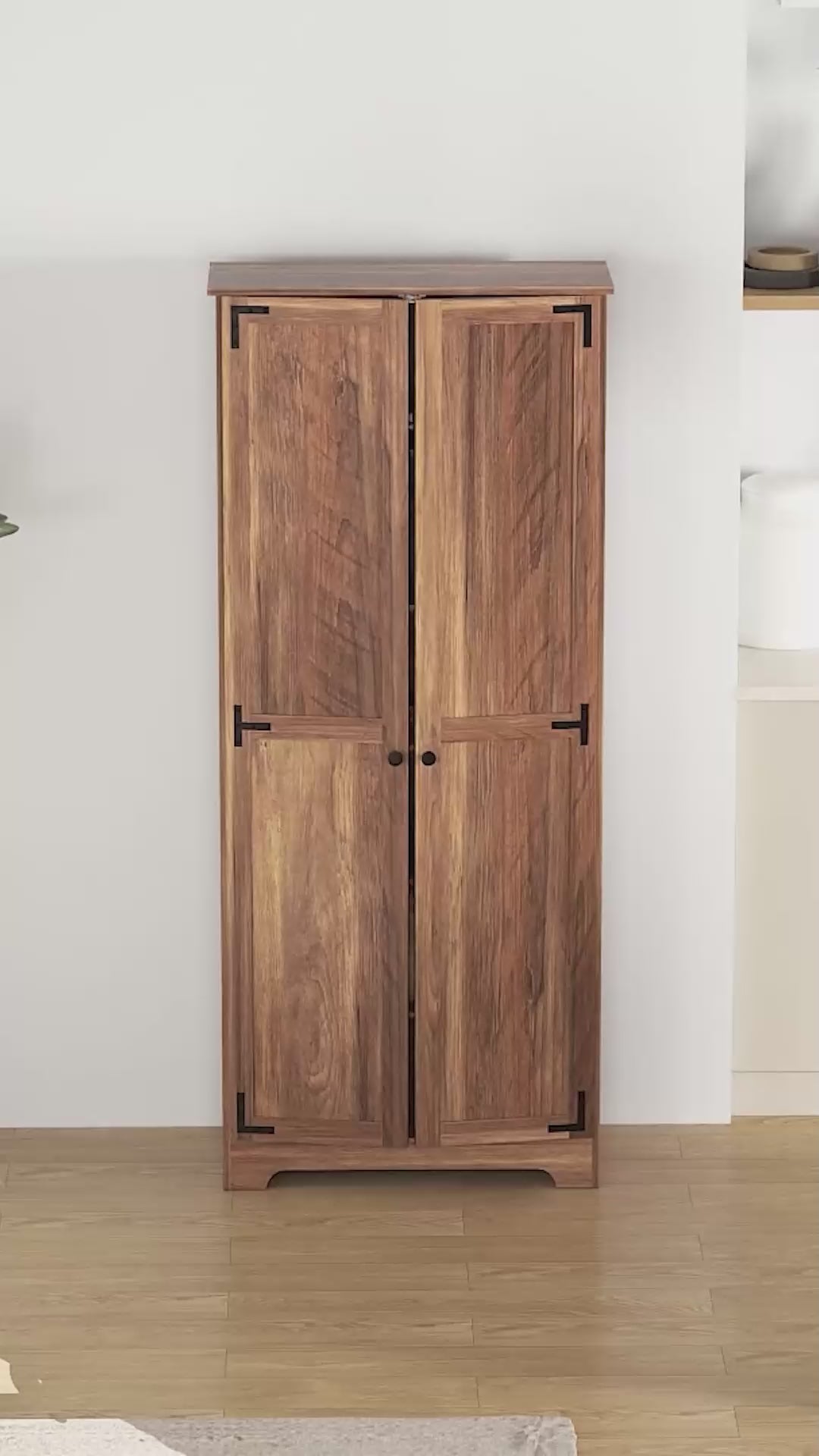 72" Farmhouse Pantry Cabinet with Adjustable Shelves, Distressed Gray