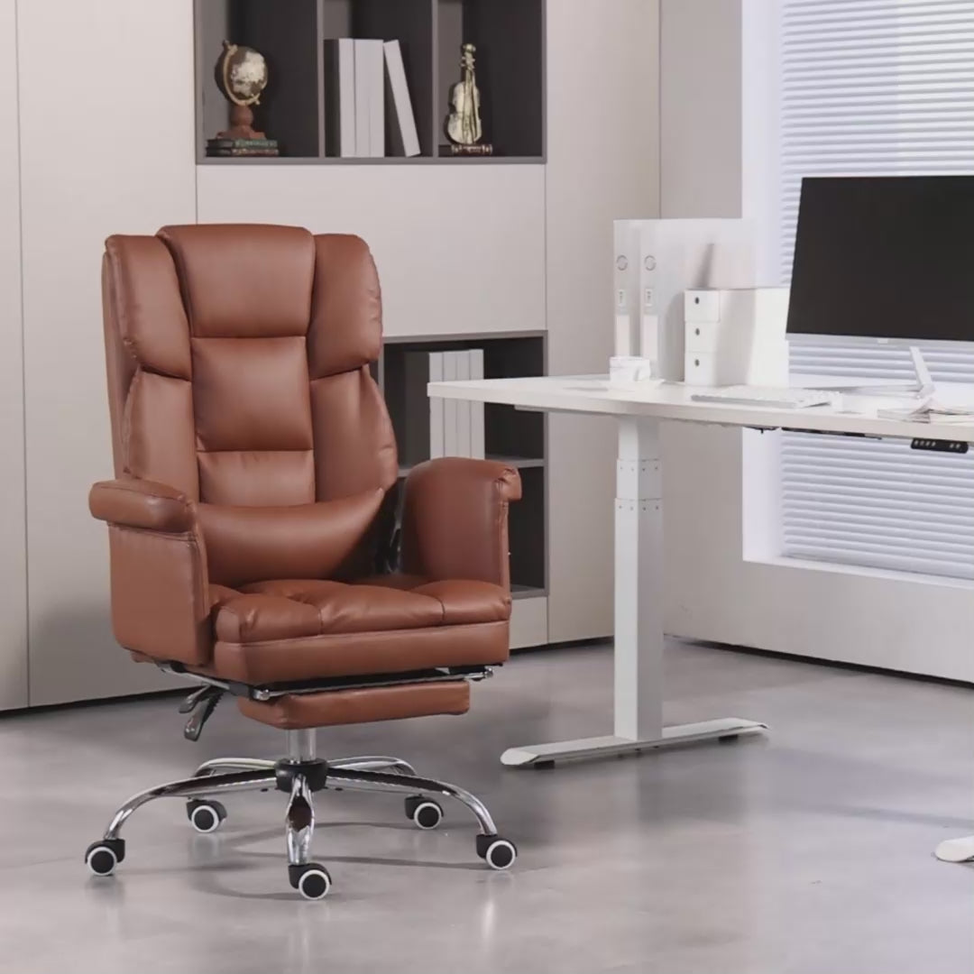 Executive Office Chair with Footrest and Lumbar Support, PU