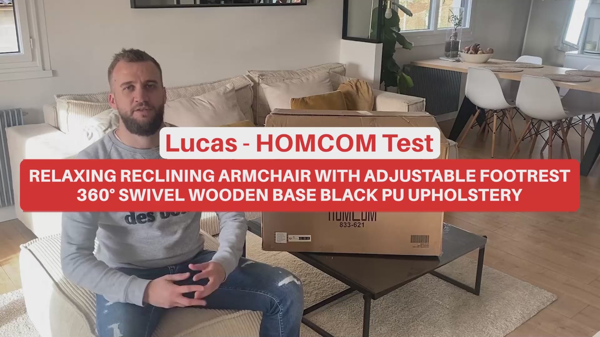 Faux Leather Recliner Chair, Swivel Recliner w/ Footrest, Armrest & Wood Base, Black