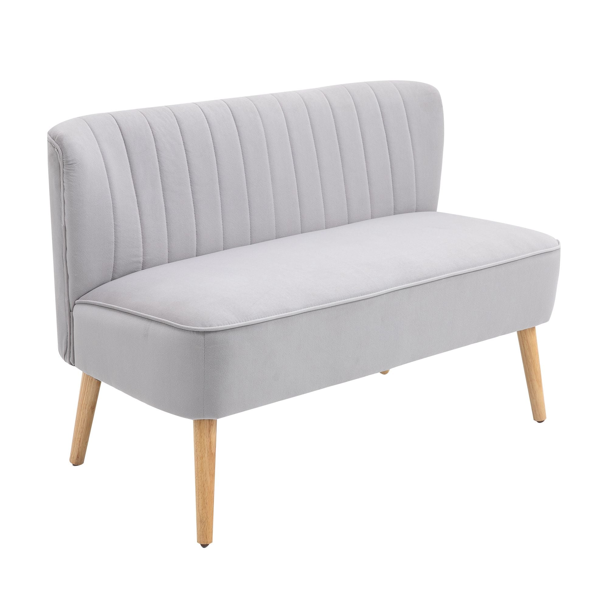 HOMCOM Modern Velvet Double Seat Sofa w/ Wood Frame Foam Padding High Back Soft Comfortable Compact Couch Home Office Stylish Plush Touch Grey