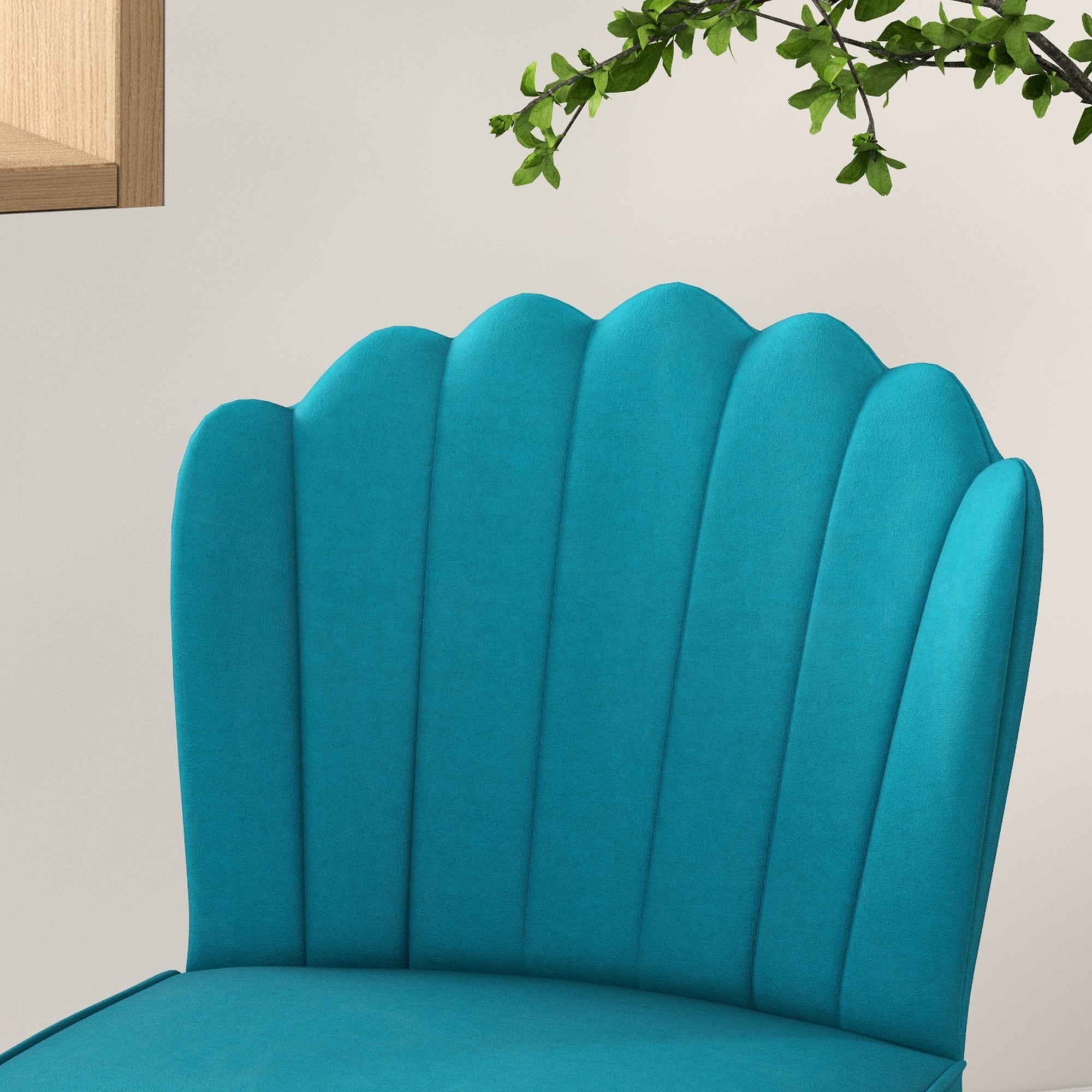 HOMCOM Shell Luxe Velvet Accent Chair with Gold-tone Metal Legs, Modern Vanity Chair for Living Room, Bedroom, Home Office, Blue