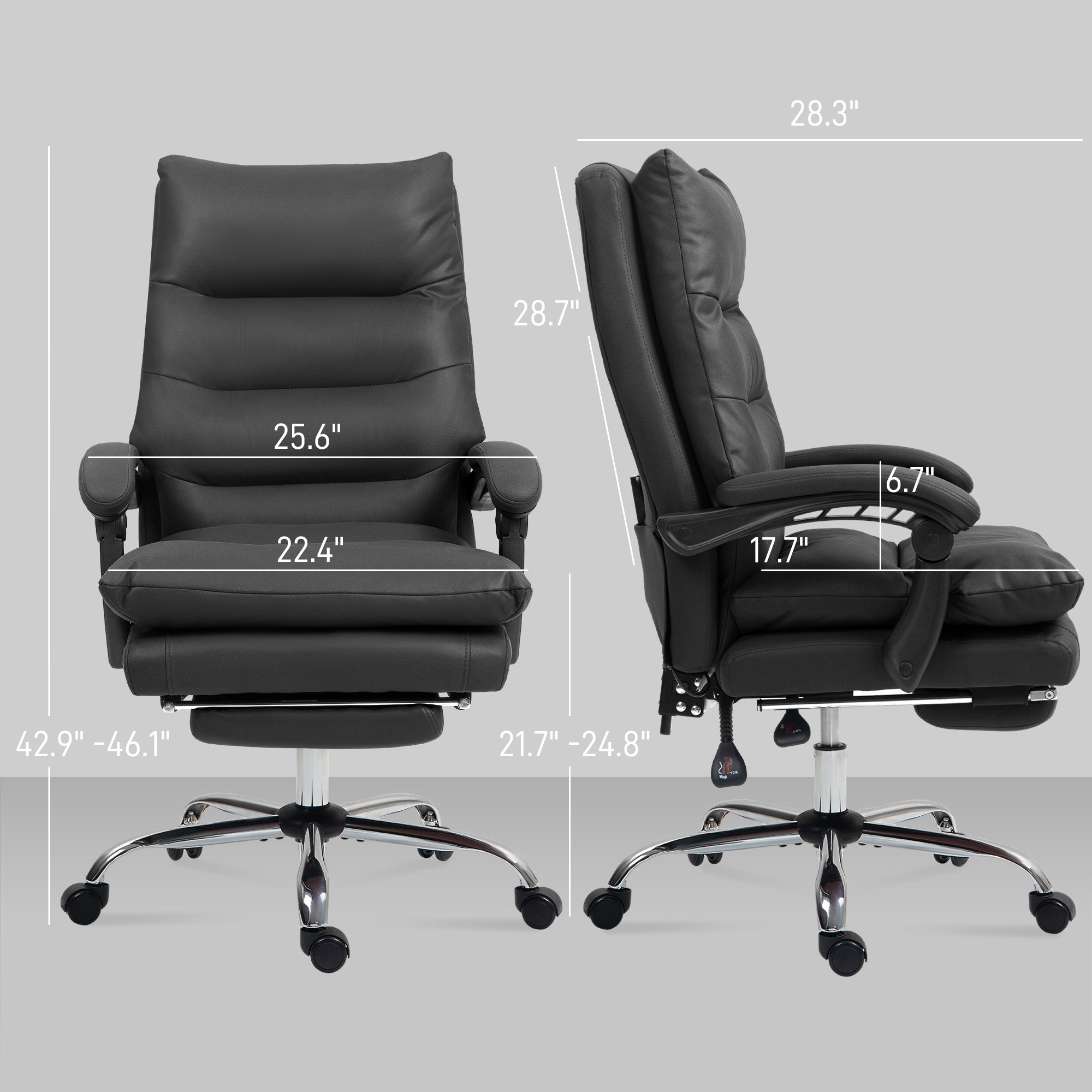 Massage Office Chair with Heated Function, Computer Desk Chair with Footrest, Double-tier Padding, Swivel Wheels, Reclining, Black