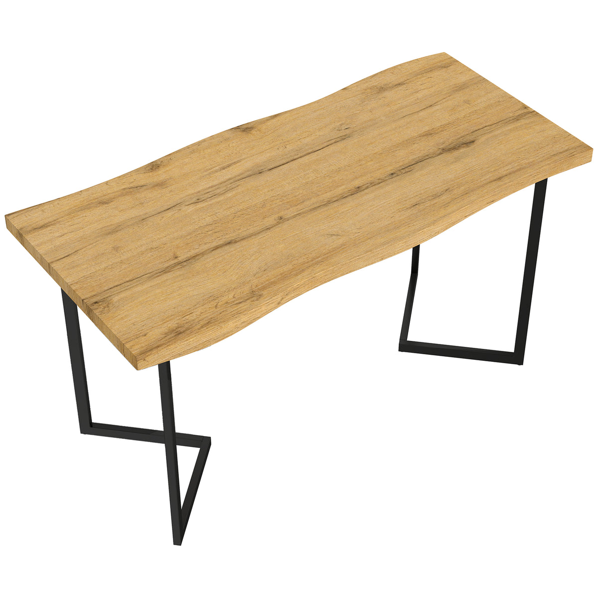 Rectangle Dining Table for 4 People, Modern Kitchen Table with Thick Tabletop and Metal Legs for Dining Room, Living Room, Kitchen, Oak Wood Grain