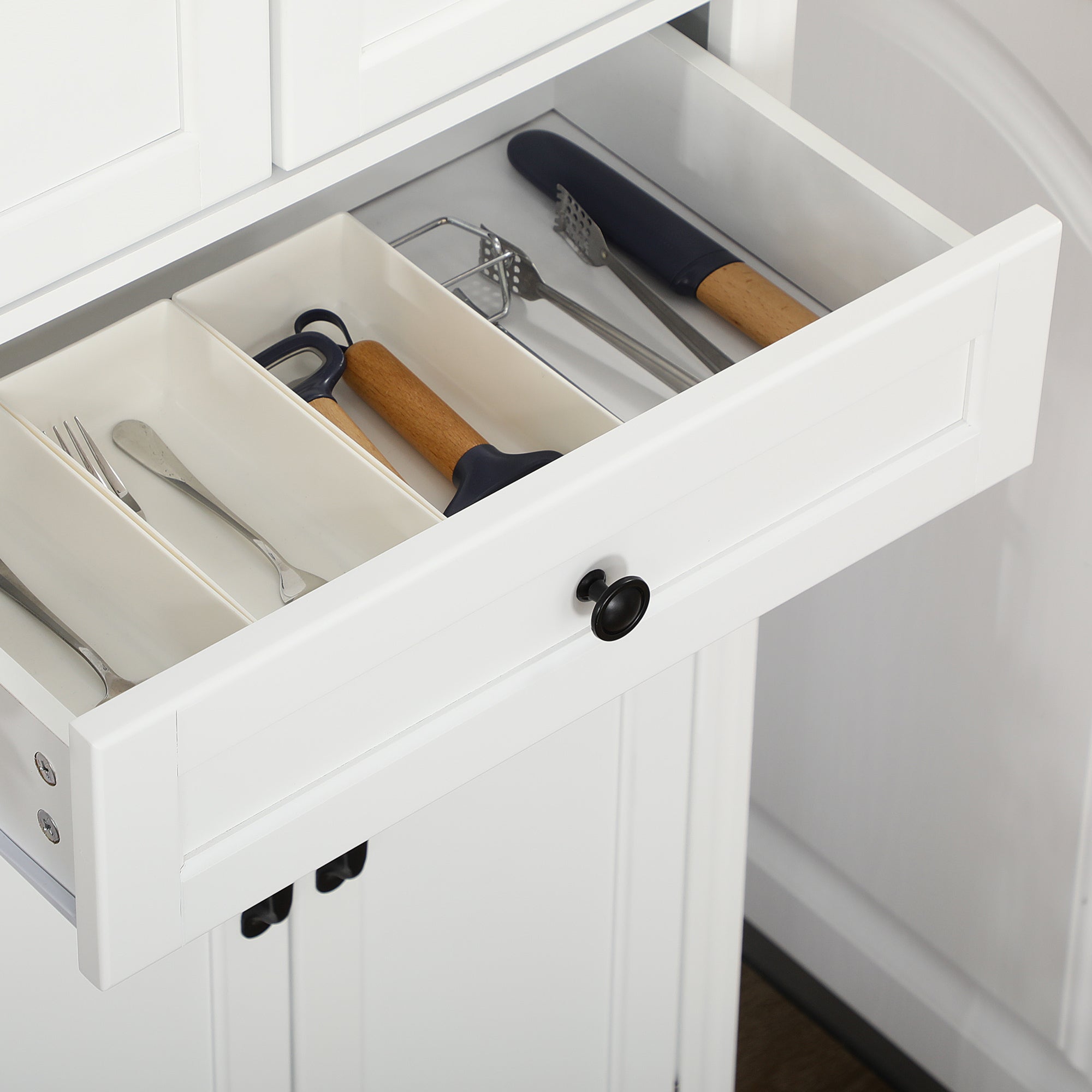 67" 4 Door Kitchen Pantry with Drawer and Adjustable Shelves White