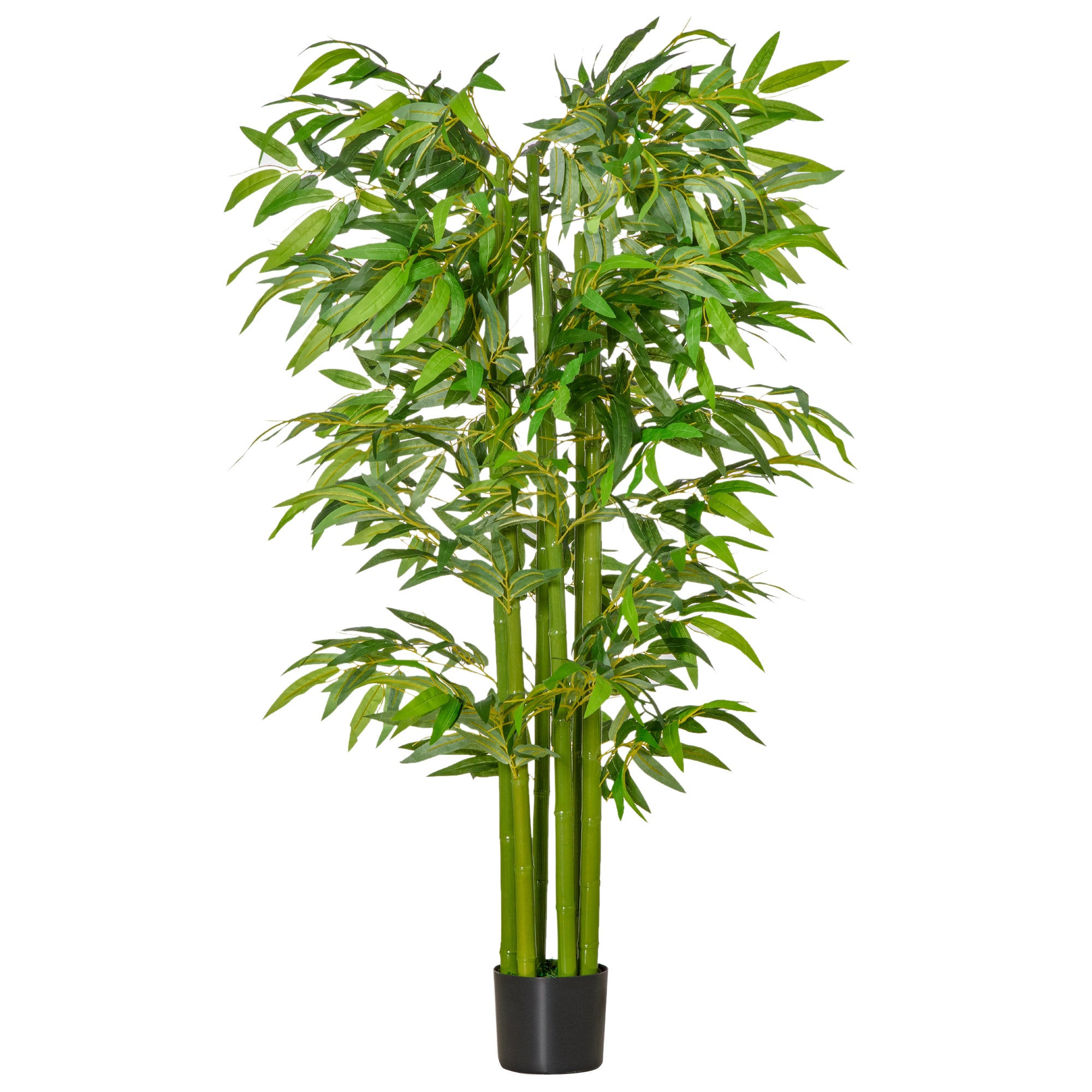 HOMCOM 5.3FT Artificial Bamboo Tree in Pot, Indoor Fake Plants for Home Office Living Room Decor, Green