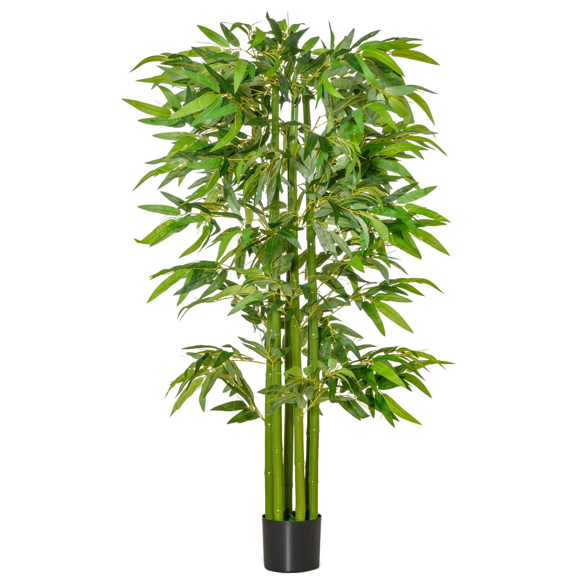 HOMCOM 5.3FT Artificial Bamboo Tree in Pot, Indoor Fake Plants for Home Office Living Room Decor, Green