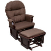 Nursery Glider Rocking Chair with Ottoman Thick Padded Cushion Seating and Wood Base Brown