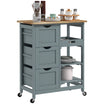 36" Rolling Kitchen Island Cart with Wood Top, Shelves & Drawers for Dining, Gray - HOMCOM