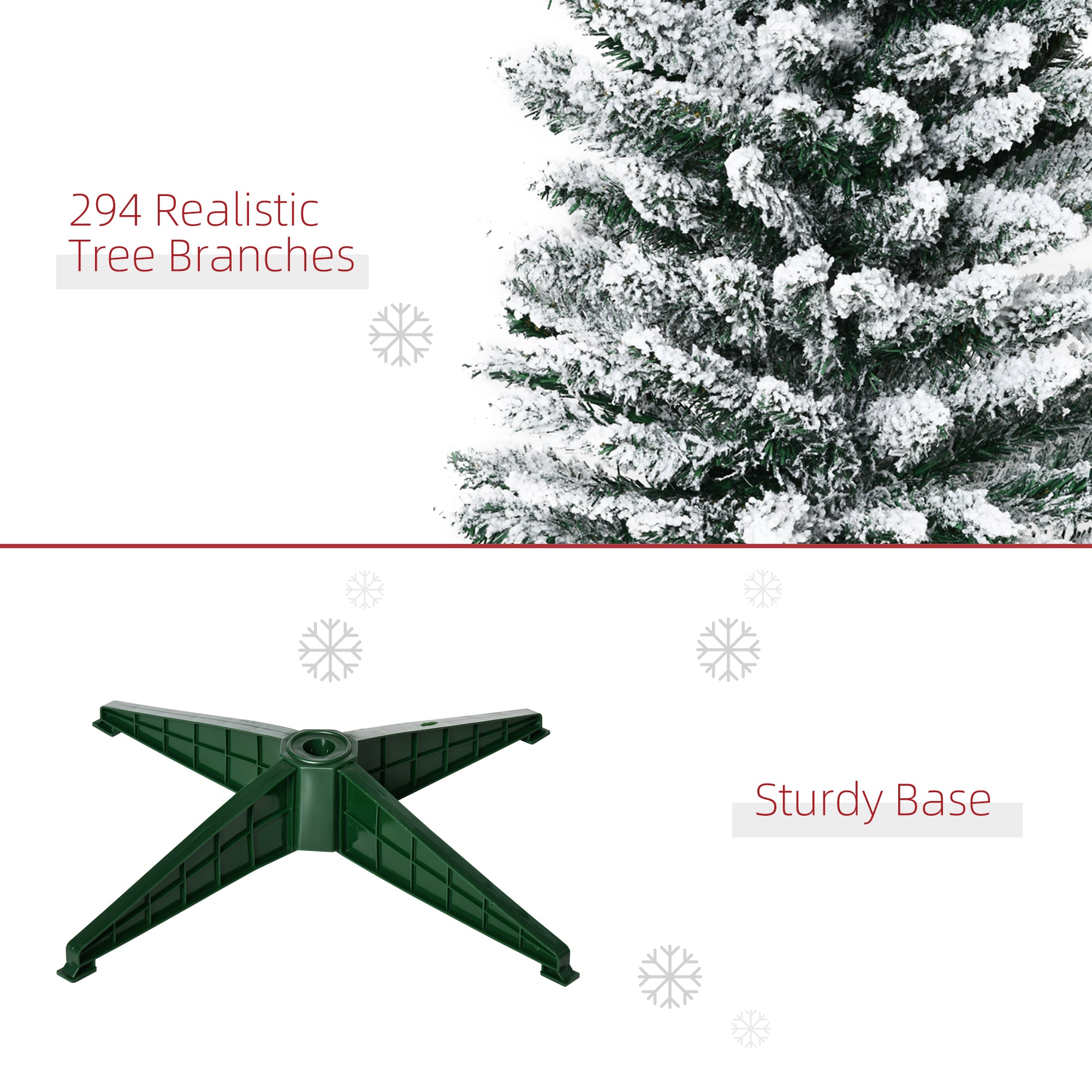 5' Snow Flocked Artificial Pencil Christmas Tree Slim Xmas Tree with Realistic Branches Green