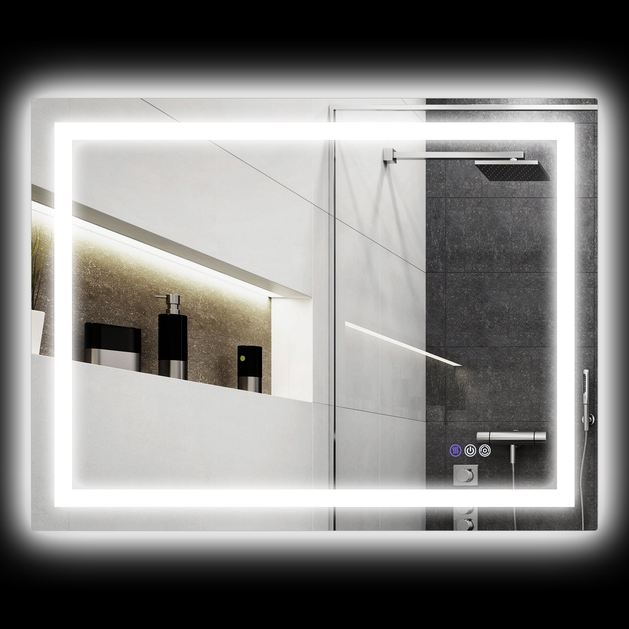 Dimmable Bathroom Mirror with Lights, 47" x 35" Backlit/Front Lit LED Mirror, Anti-Fog, Memory, Infinite Color Temp