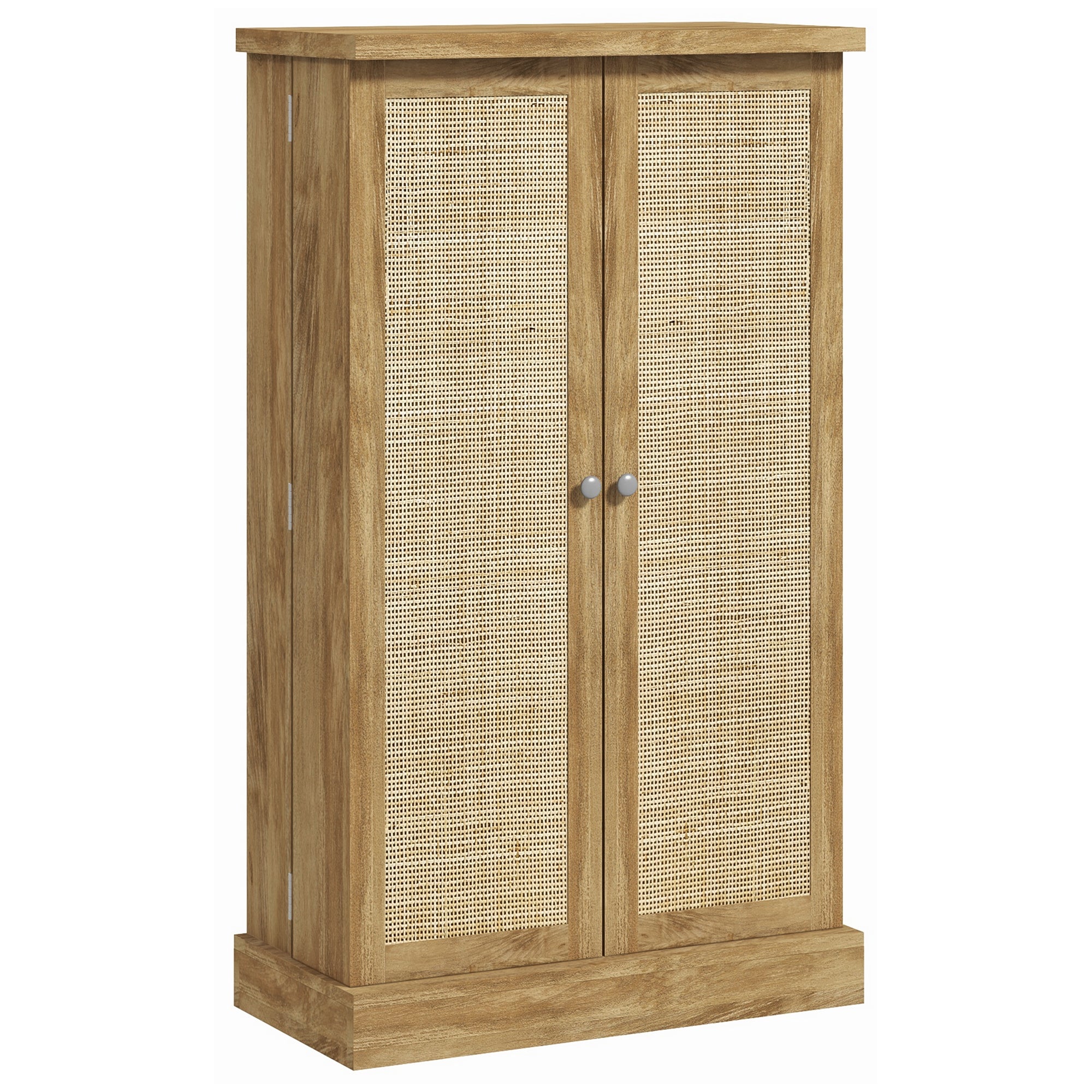 41" Rattan Kitchen Storage Cabinet, Food Pantry Cabinet with 5-Tier Shelf, 12 Spice Racks, Adjustable Shelves, Natural