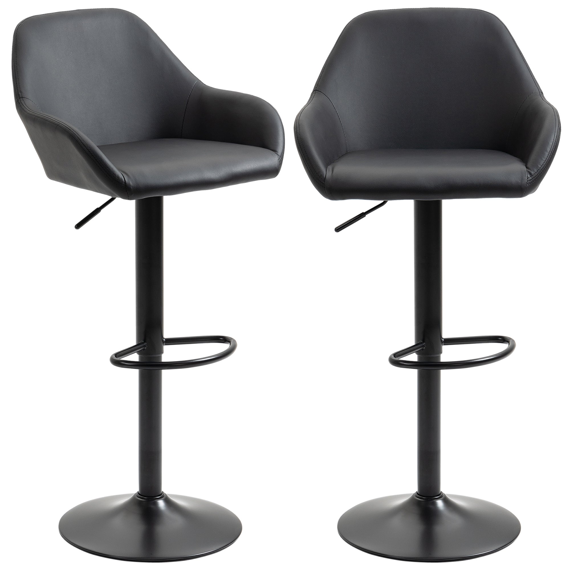 Adjustable Bar Stools Swivel Counter Height Barstools Set of 2 Black