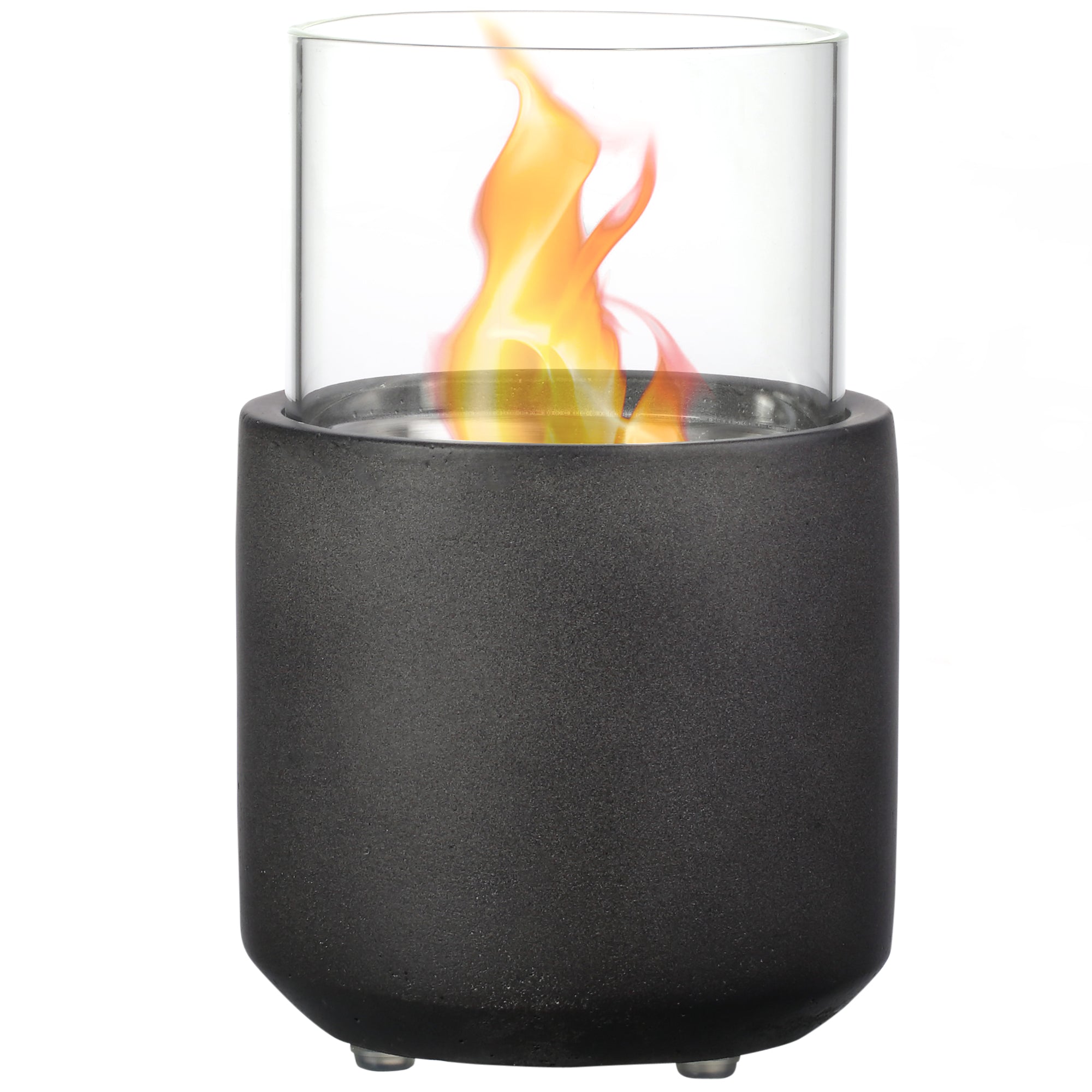 Mini Concrete Ethanol Fire Bowl with Lid Burns Liquid Alcohol and Solid Tablet Alcohol Dark Grey