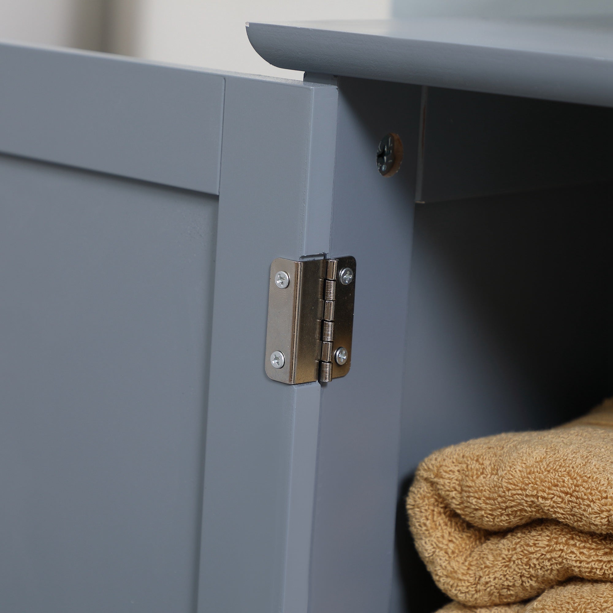 Under Sink Bathroom Cabinet with 2 Doors and Shelf Pedestal Sink Vanity Cabinet Gray