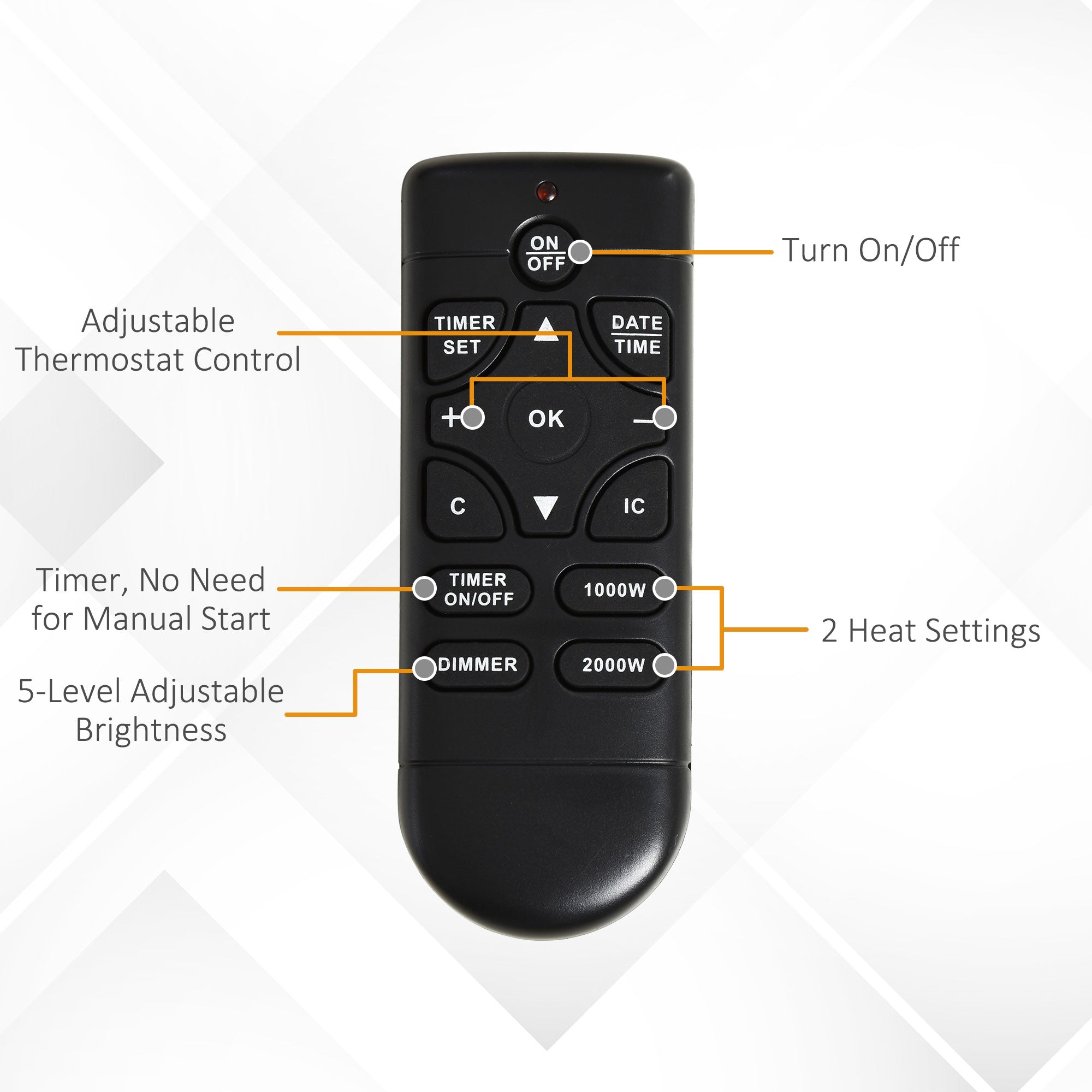 Electric Firplace Suites & Mantelpiece w/LED Flames Remote Marble Stone Modern Curved Surround Intelligent Safe Tempered Glass Adjustable Thermal 1000W/2000W