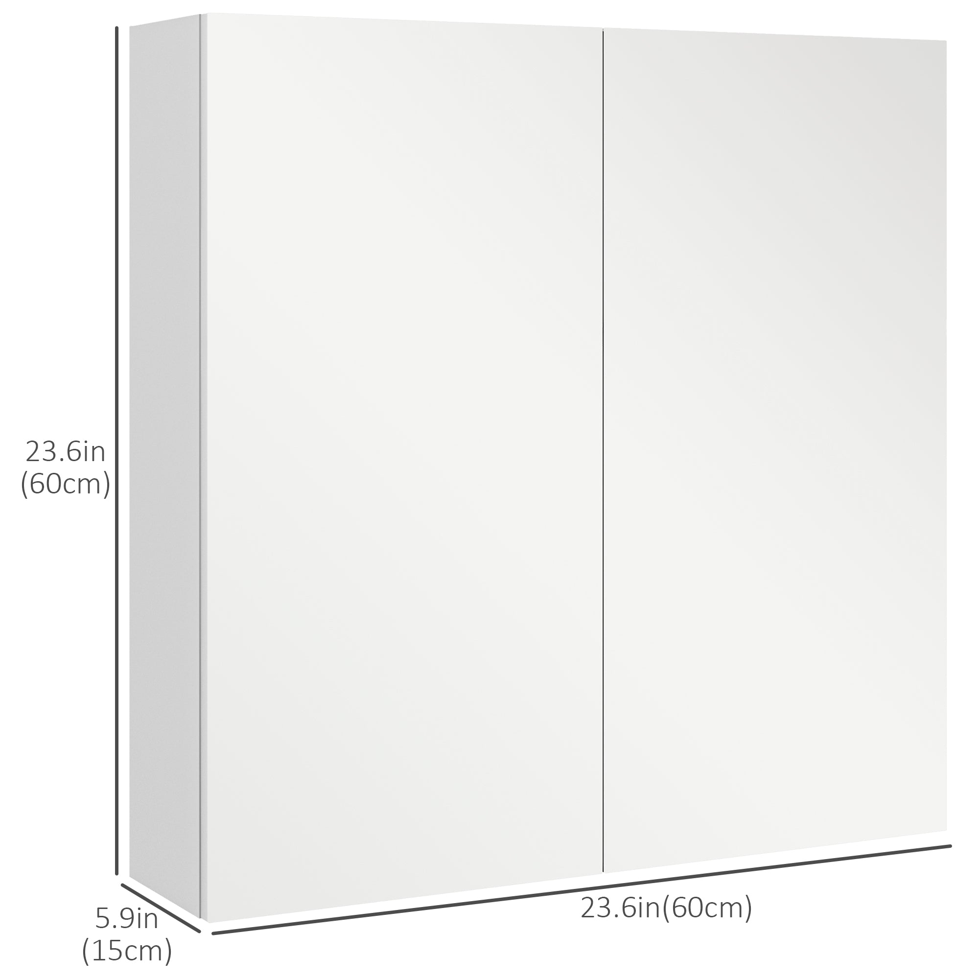 kleankin 24" x 24" Medicine Cabinet, Wall Mounted Bathroom Mirror Cabinet with Mirrored Doors, Adjustable Shelves and Soft Close Mechanism, High Gloss White