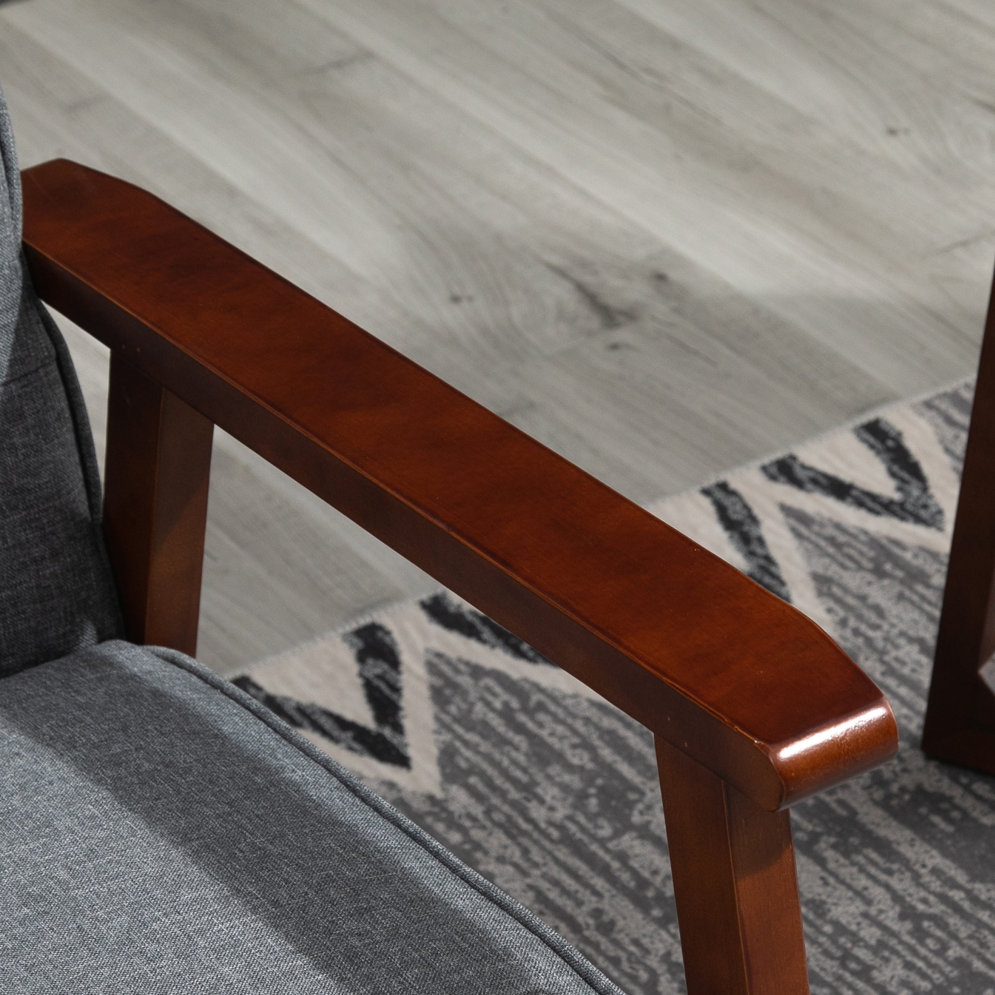 Modern Upholstered 2-Seat Loveseat Sofa with Linen-Touch Fabric and Rubberwood Legs, Grey