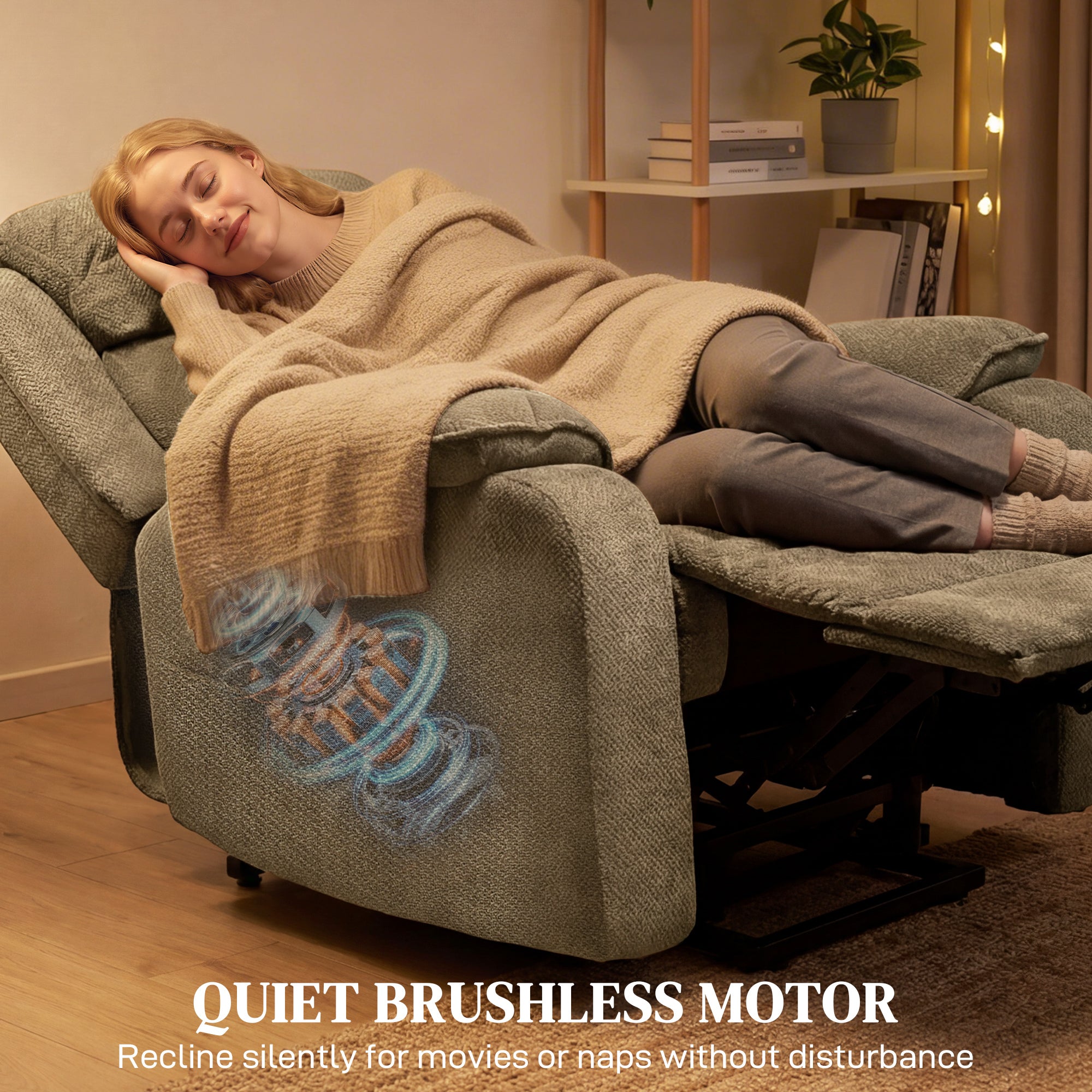 Power Lift Recliner Chair for Elderly with Massage, Electric Recliner with Side Pockets, Remote, 2 Memory Buttons, Footrest, Quiet Reclining Chair for Living Room, Brown