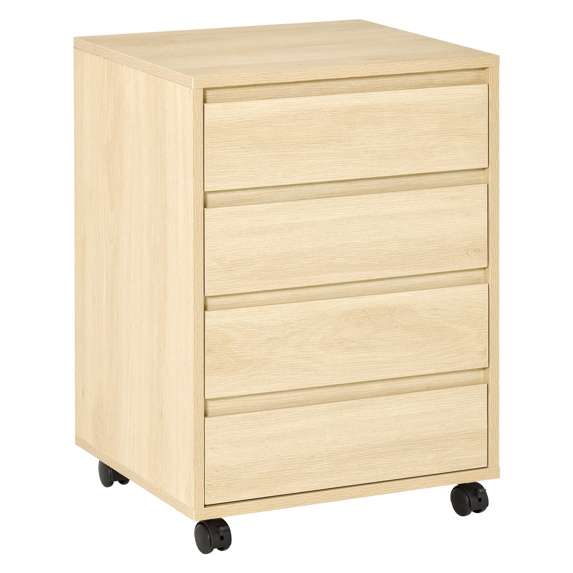Mobile Filing Cabinet with 4 Drawers, Under Desk Storage Cabinet for Home Office, Natural