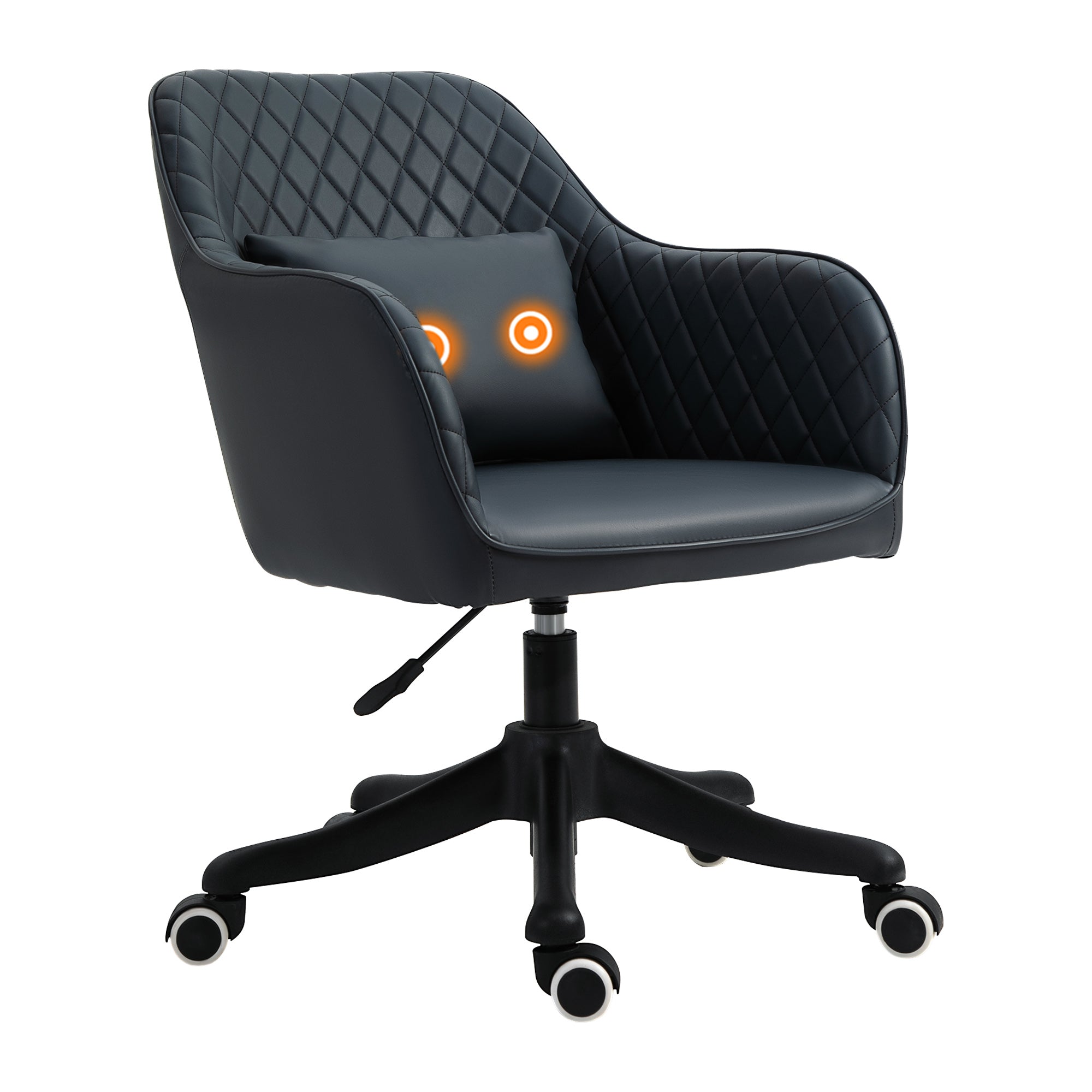 Vinsetto Velvet Office Chair, Desk Chair, Makeup Vanity Chair with Massage Lumbar Pillow and Rolling Wheels for Bedroom and Home, Deep Blue