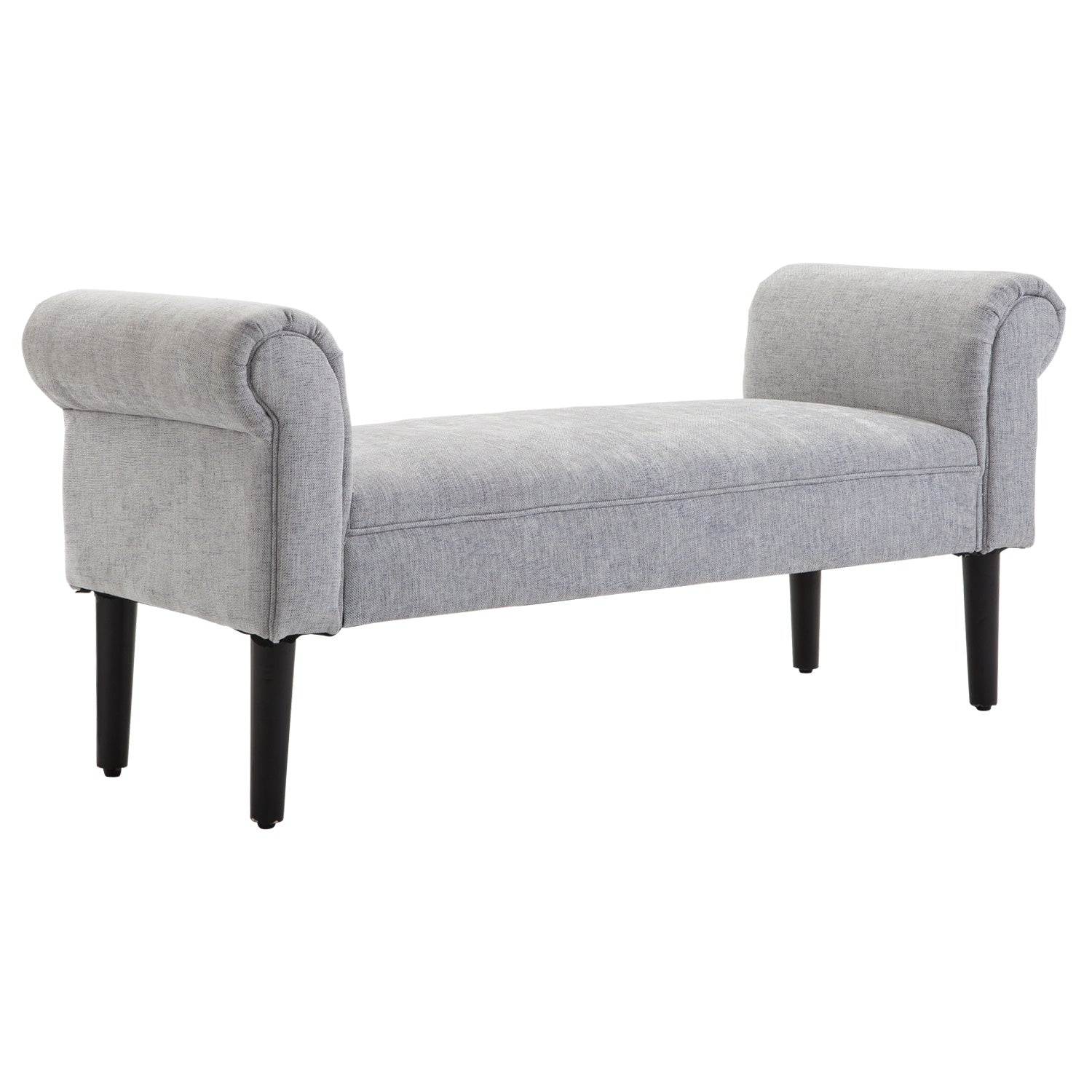 HOMCOM Bed End Side Chaise Lounge Sofa Window Seat Arm Bench Wooden Leg Linen Fabric Cover Light Grey