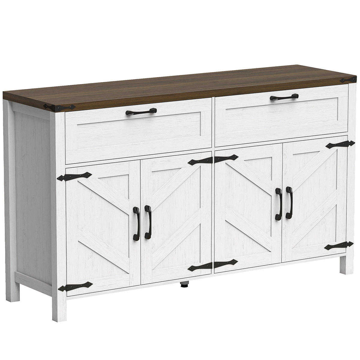 Sideboard Buffet Cabinet with Storage, 55" Large Farmhouse Kitchen Storage Cabinet with 2 Drawers and 4 Doors, Coffee Bar Station with Adjustable Shelves