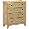 HOMCOM Chest of Drawers, 4-Drawer Storage Organiser Unit with Rattan Element for Bedroom, Living Room, Wood Effect