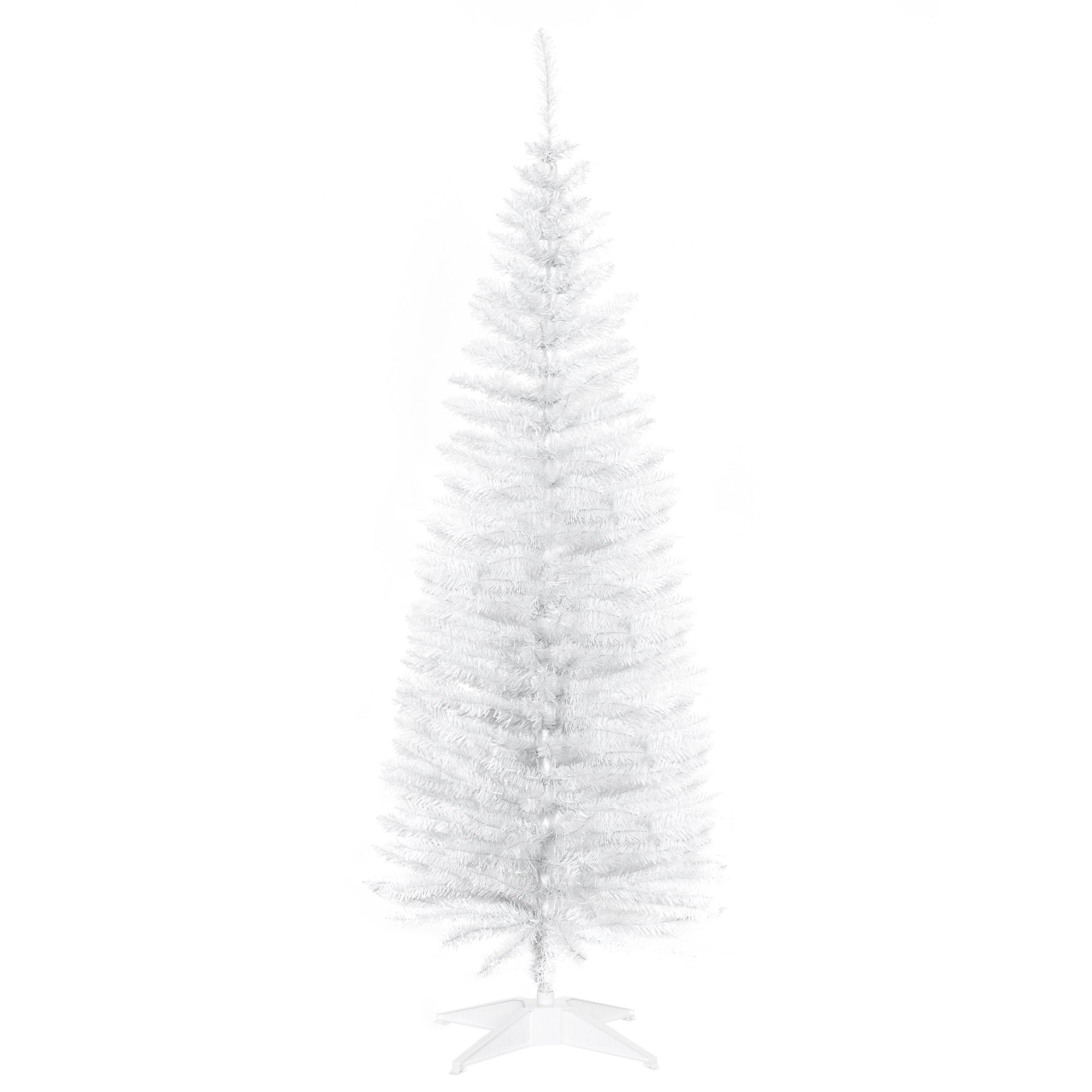 5' Artificial Pencil Christmas Tree Slim Xmas Tree with 294 Branch Tips and Plastic Stand White