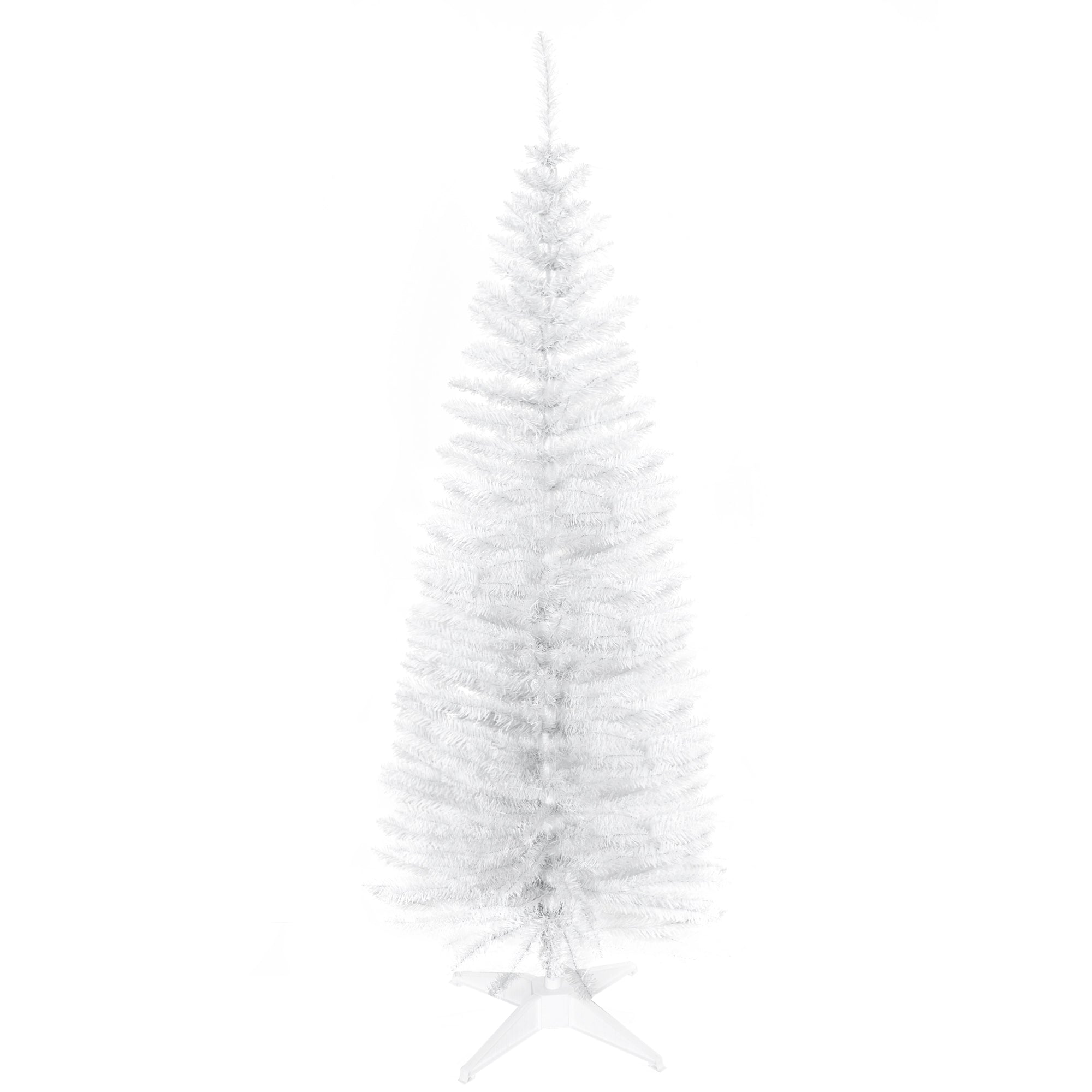 5' Artificial Pencil Christmas Tree Slim Xmas Tree with 294 Branch Tips and Plastic Stand White