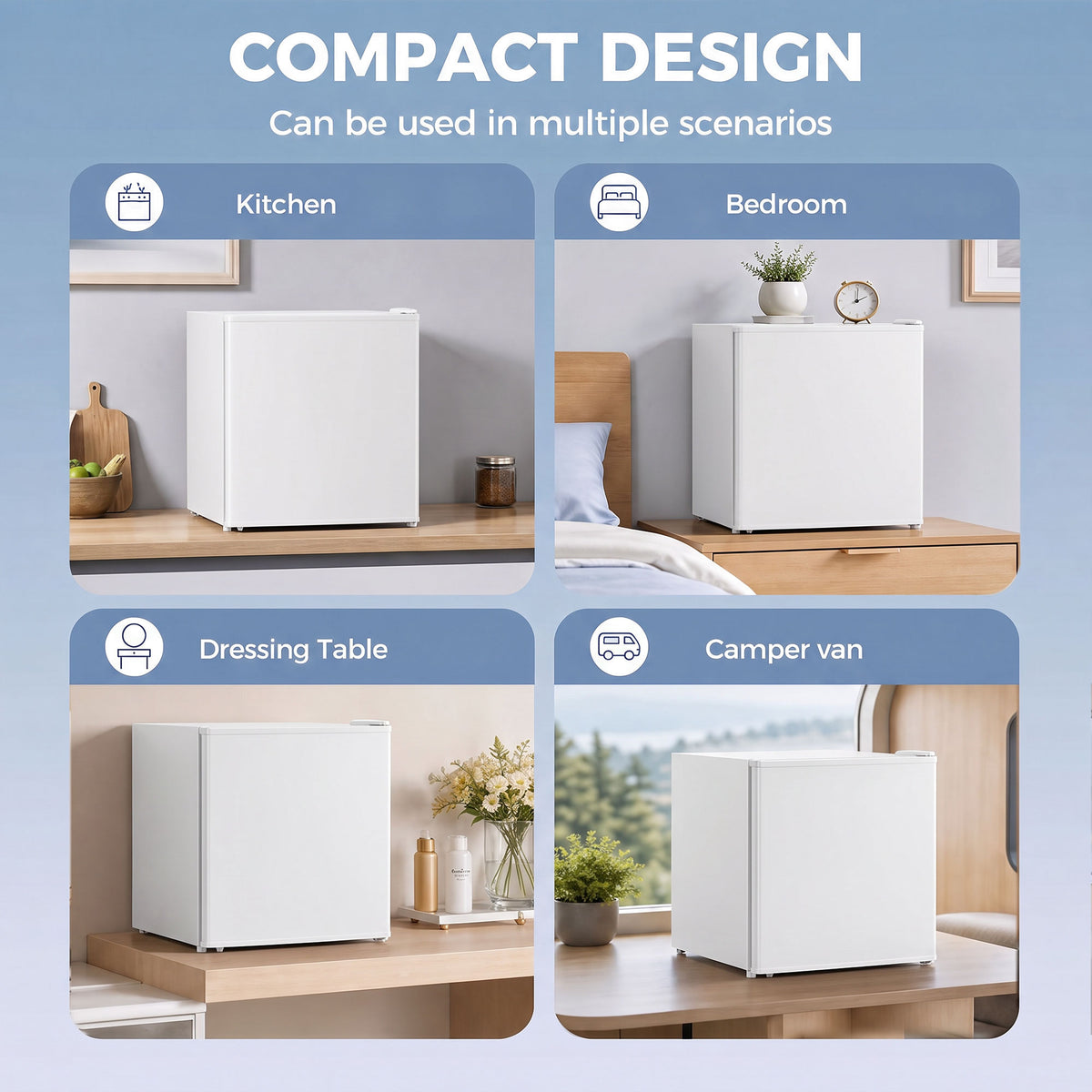 Compact Refrigerator, 1.62 Cu Ft Single Door Mini Fridge with Freezer, Adjustable Thermostat, Reversible Door, Energy Saving Fridge for Bedroom, Dorm, Office, White