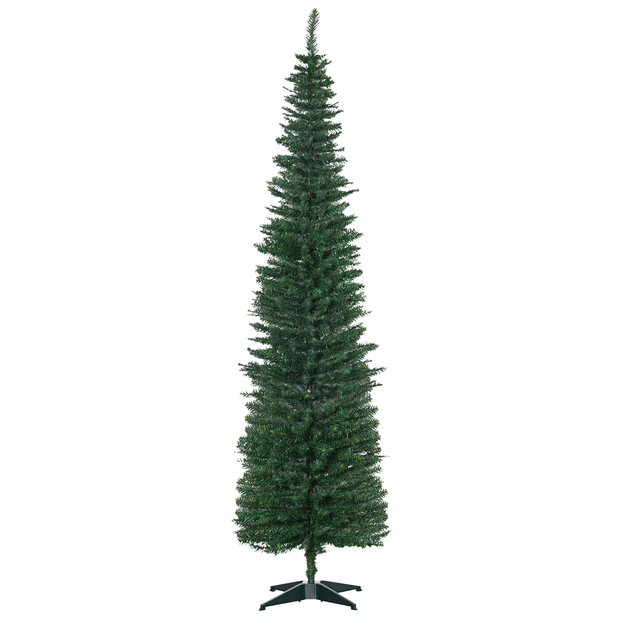 7' Artificial Pencil Christmas Tree Slim Xmas Tree with 499 Realistic Branch Tips and Stand Green