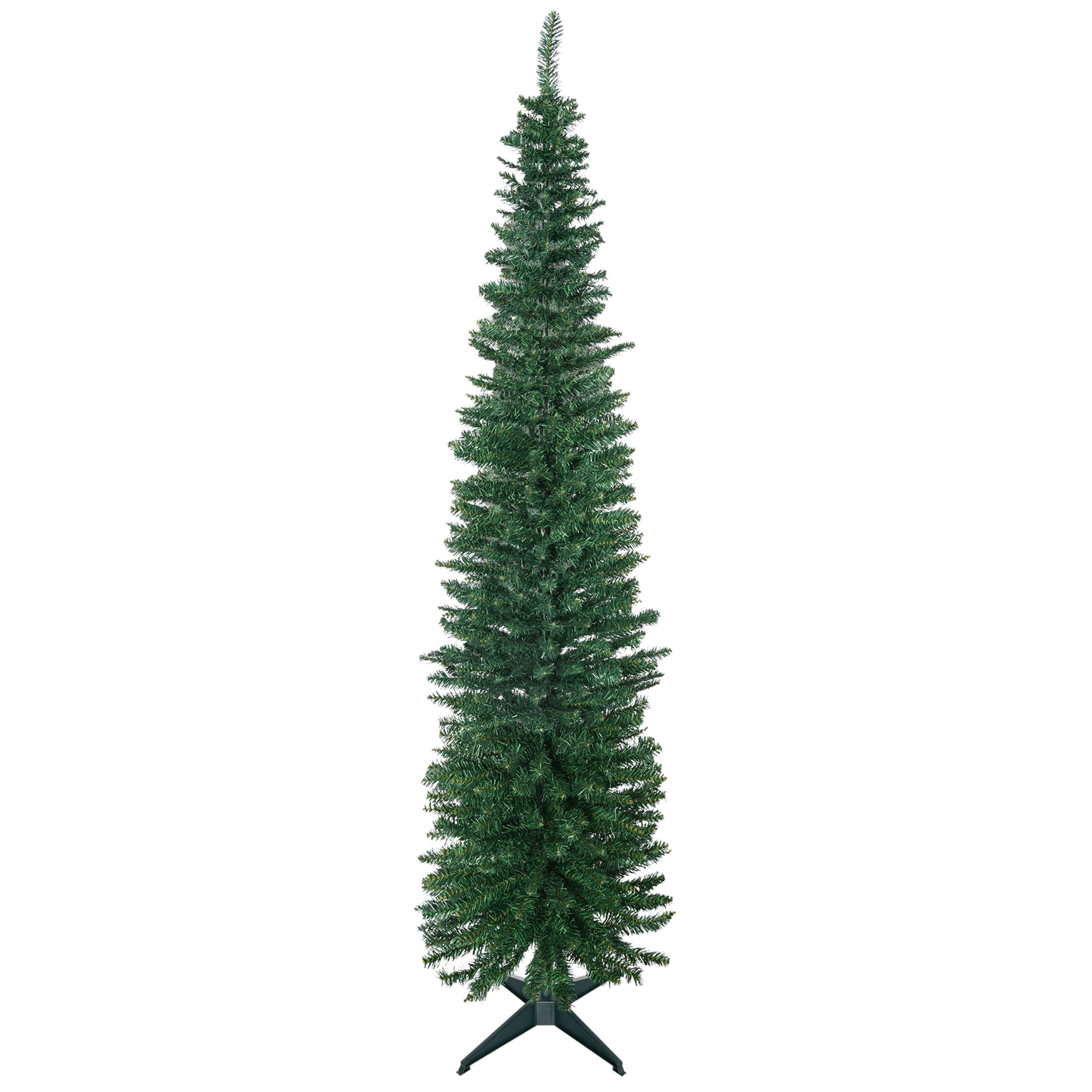 7' Artificial Pencil Christmas Tree Slim Xmas Tree with 499 Realistic Branch Tips and Stand Green