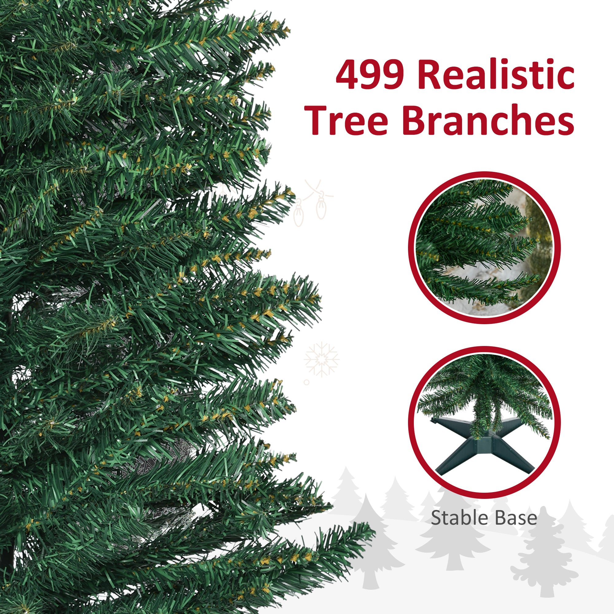 7' Artificial Pencil Christmas Tree Slim Xmas Tree with 499 Realistic Branch Tips and Stand Green