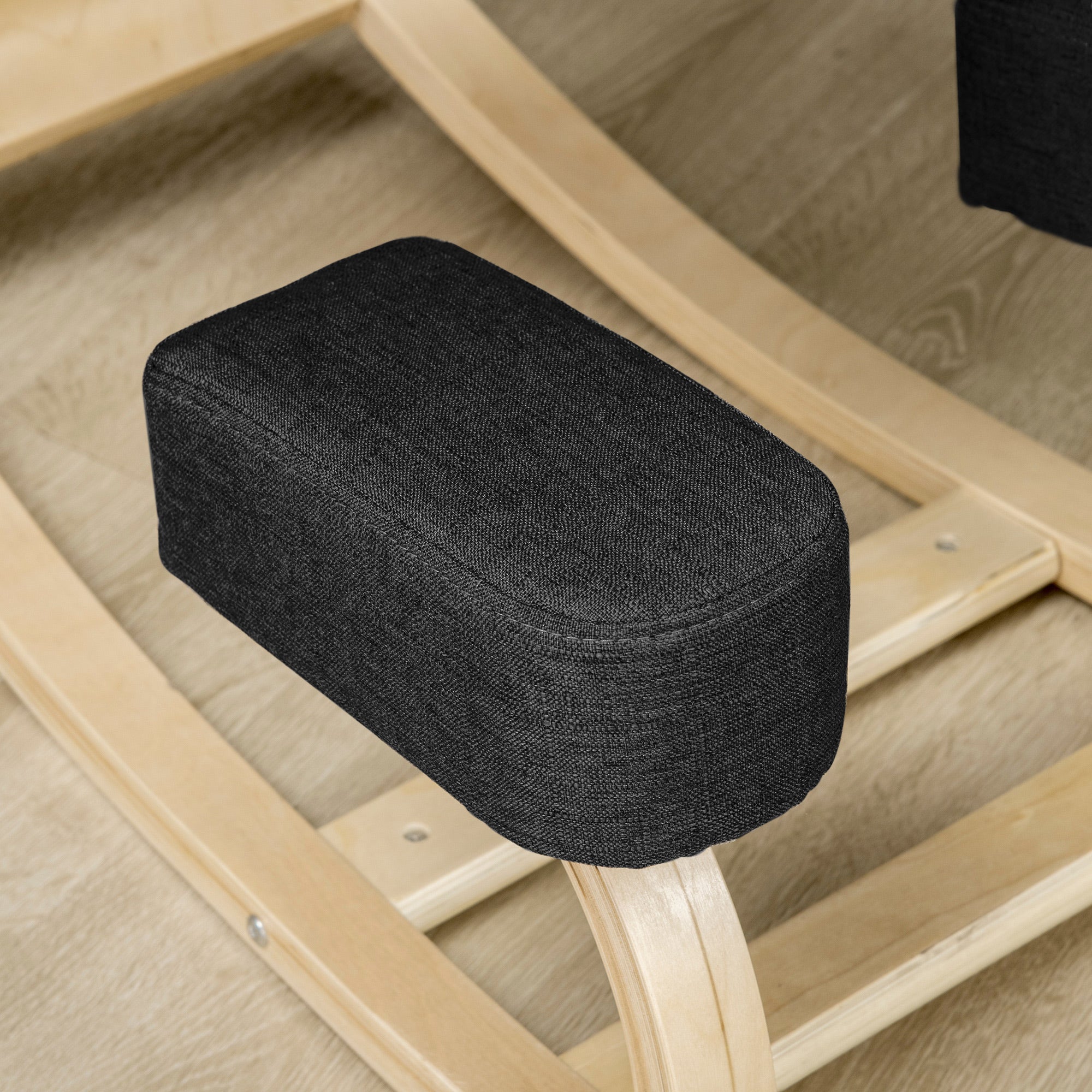 Ergonomic Kneeling Chair, Wood Kneel Stool with Thick Pads, Desk Knee Chair for Home Office, Improve Posture, Back Pain, Black