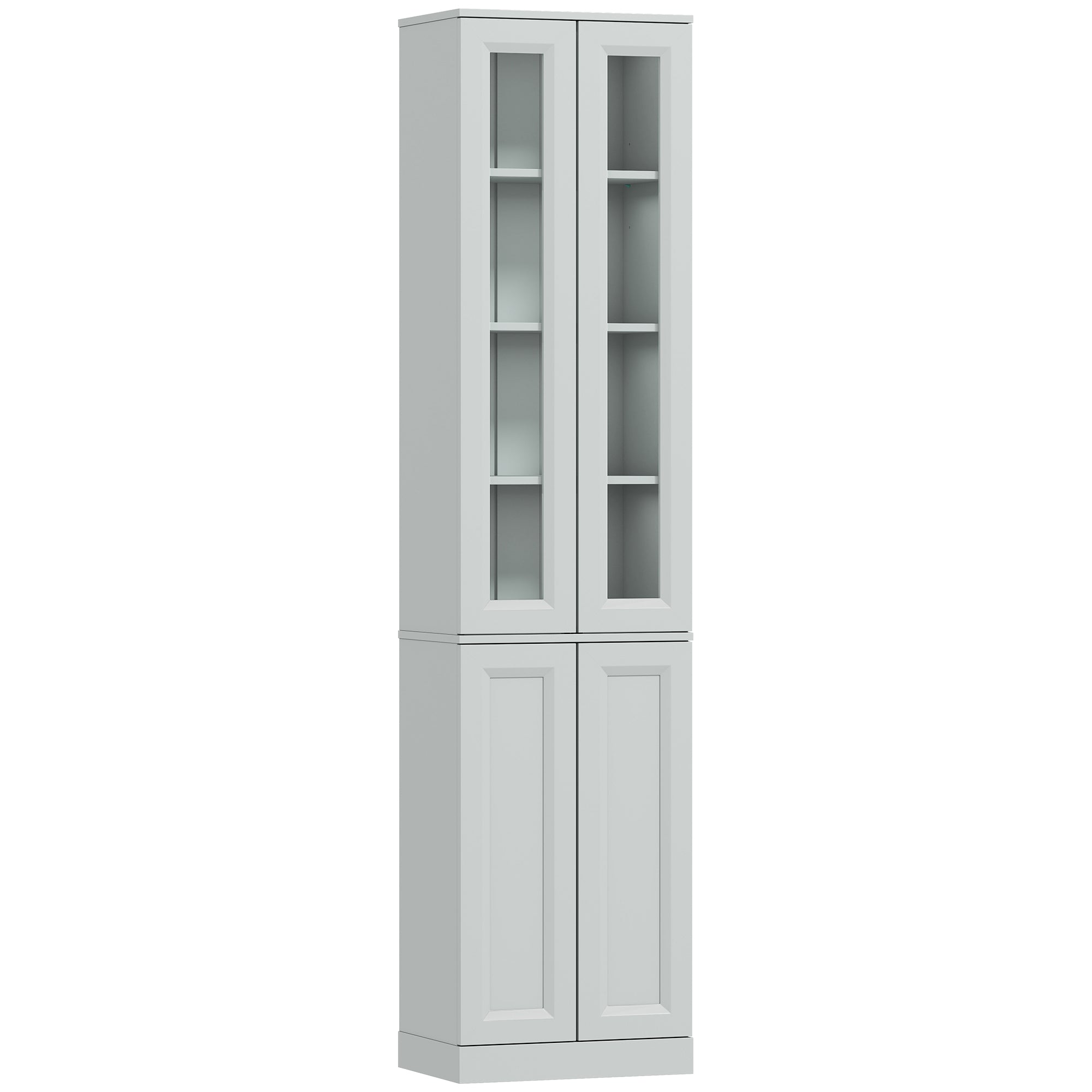 Tall Bathroom Storage Cabinet, 6-Tier Slim Freestanding Bathroom Cabinet with Adjustable Shelf, 4 Soft-Close Doors, Storage Unit for Small Space, 38 x 26 x 160 cm, Dusty Blue