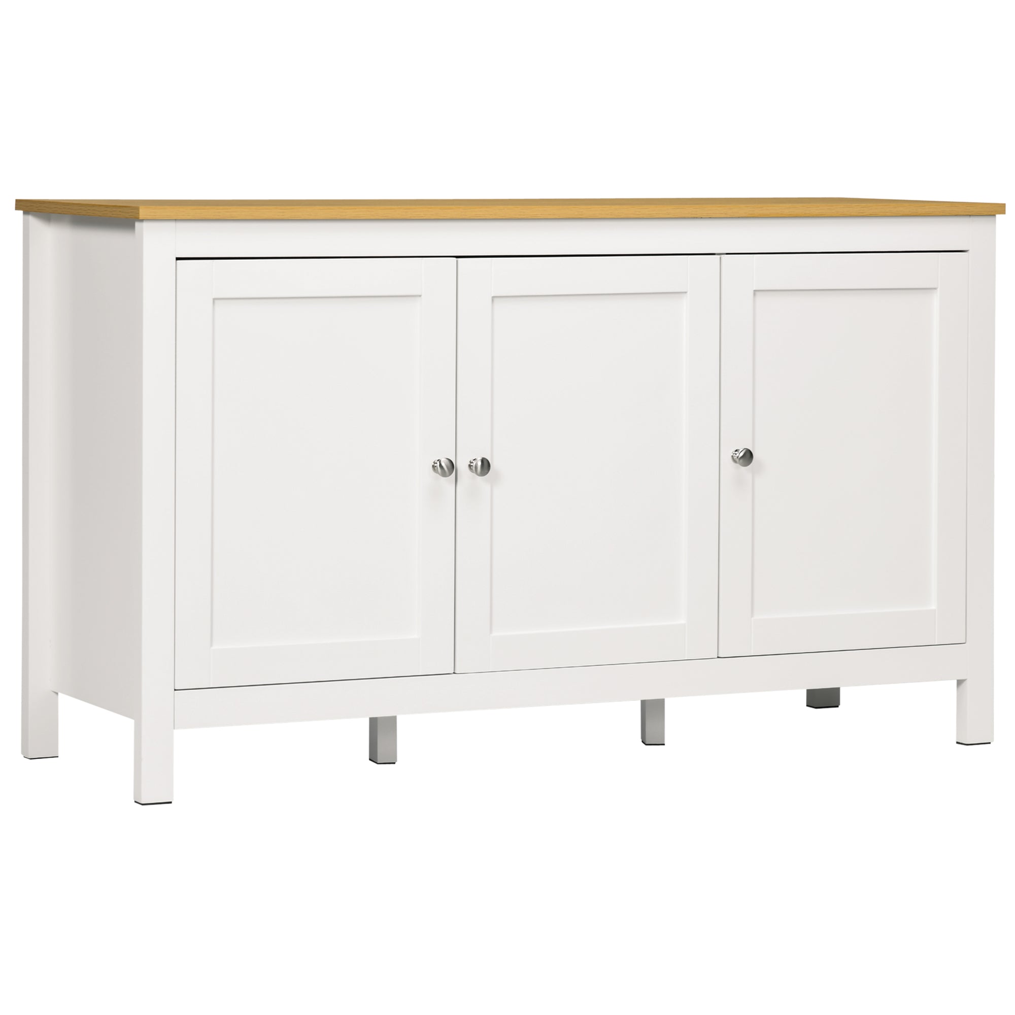 HOMCOM Buffet Cabinet, Sideboard, Storage Cabinet with Doors, 2 Adjustable Shelves, White and Natural