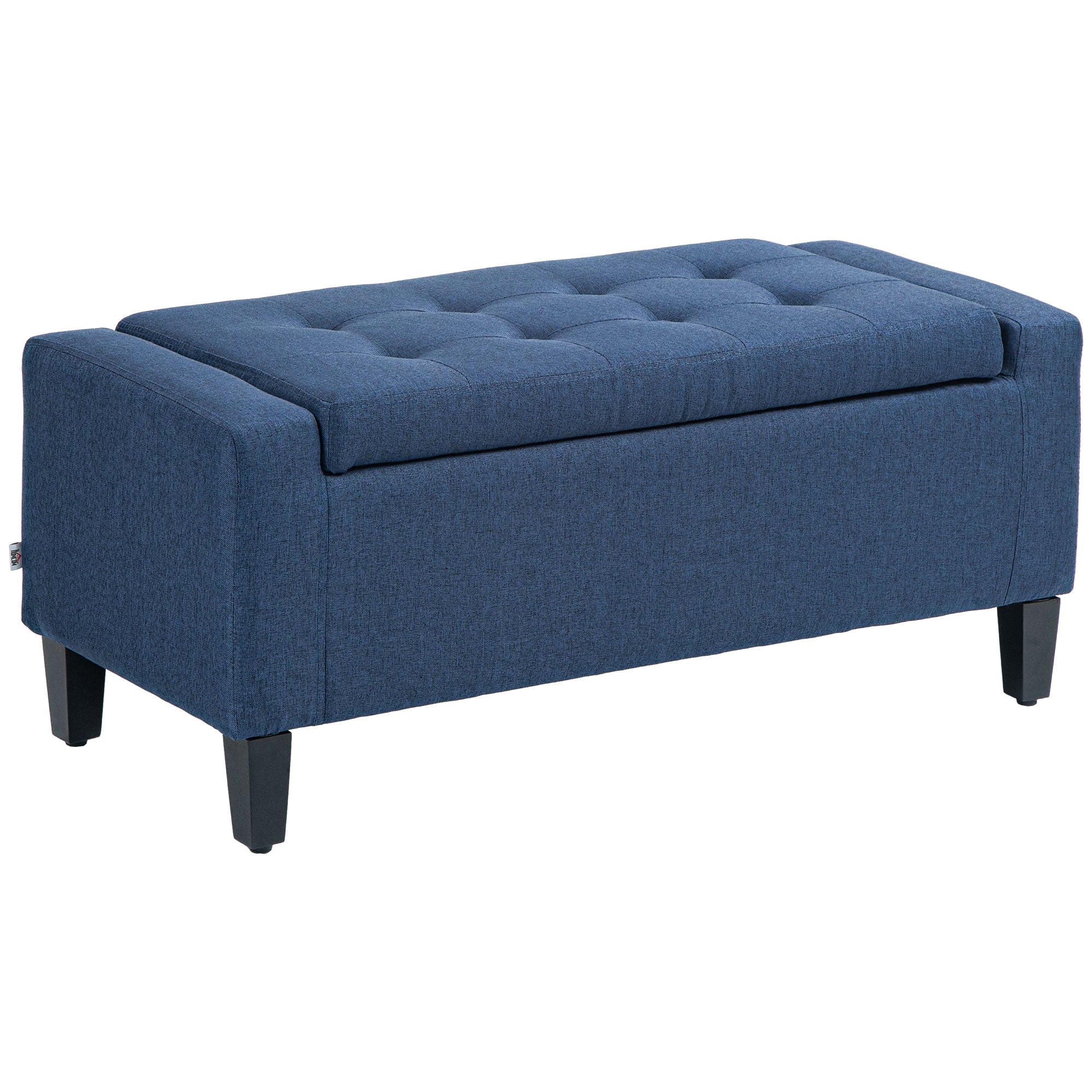 Upholstered Storage Ottoman Bench, Button Tufted Ottoman with Hidden Storage, Lift Top for Living Room, Dark Blue