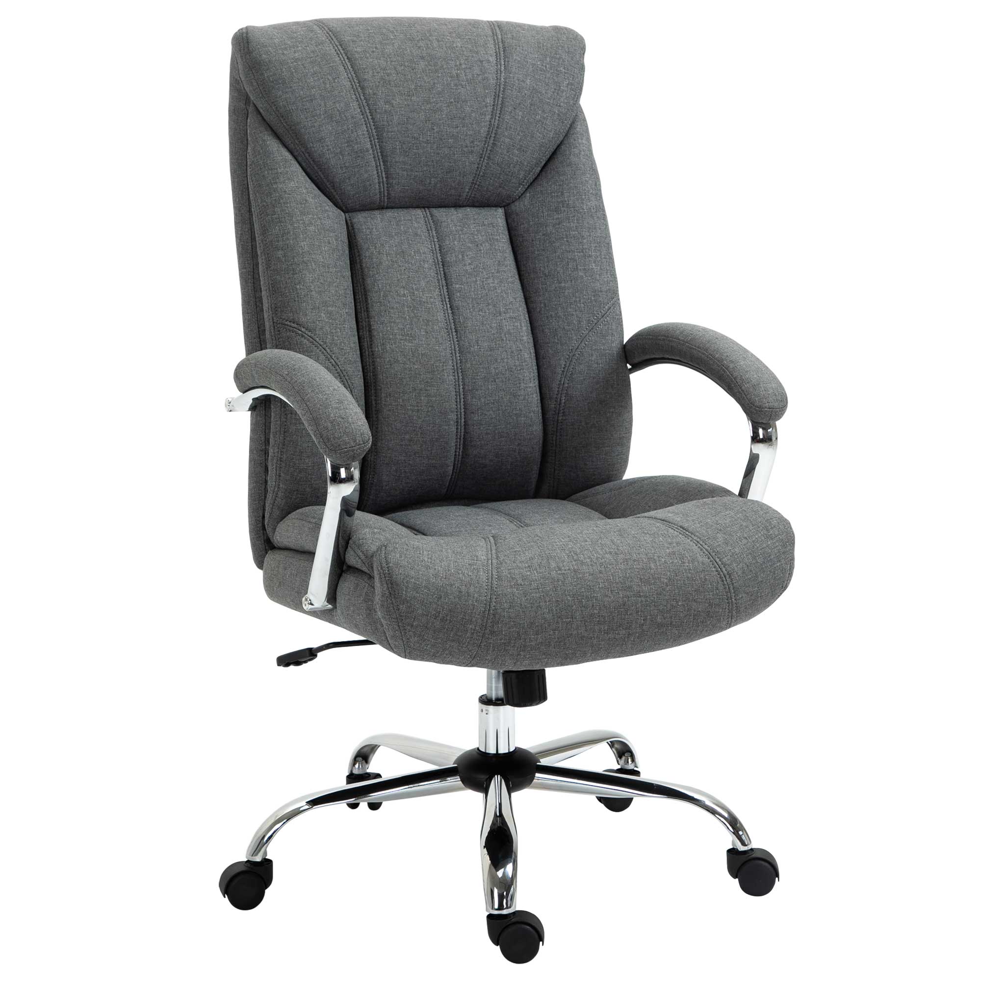 Vinsetto High Back Swivel Home Office Chair Task Ergonomic Linen Fabric Computer Chair, with Arm, Adjustable Height, Grey