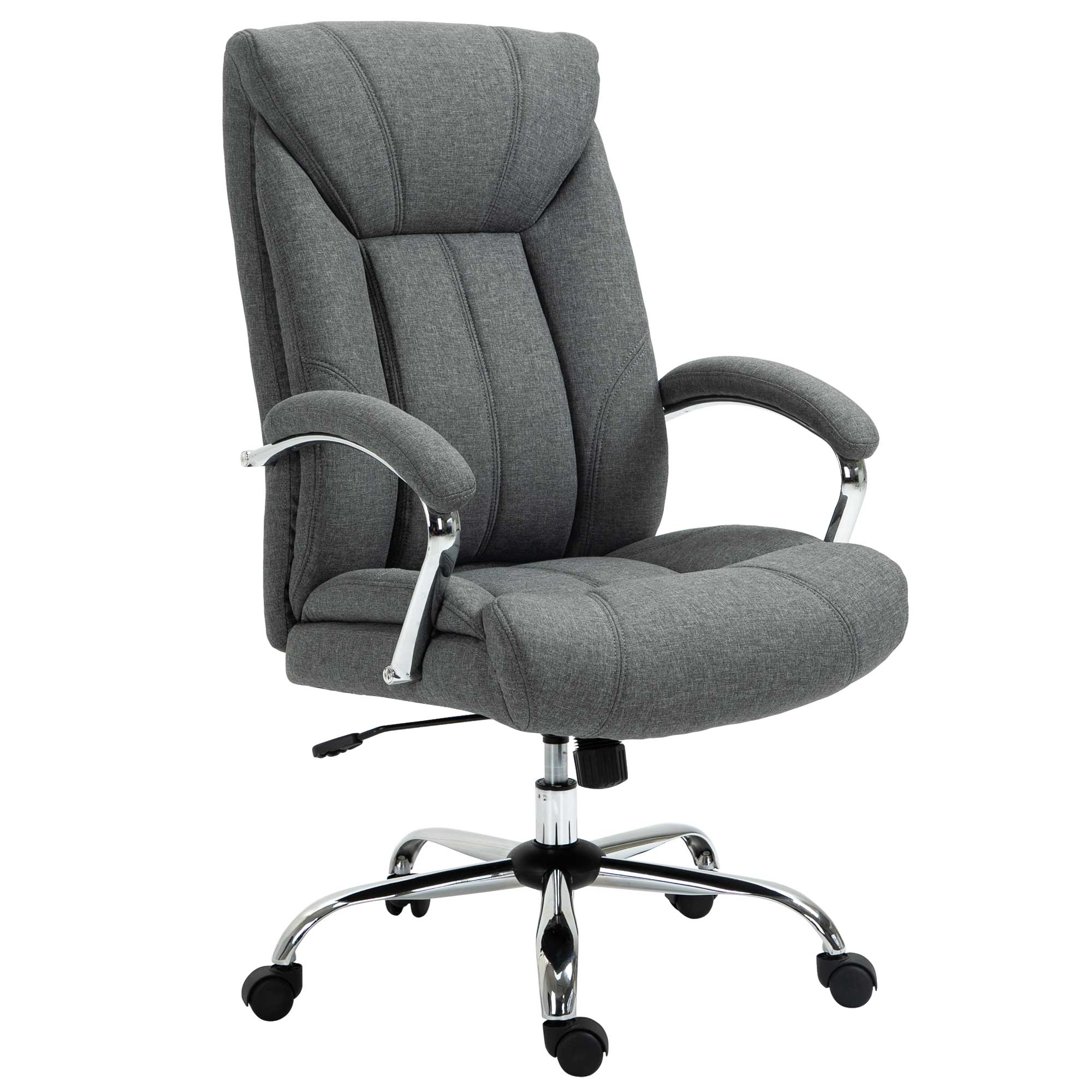 Vinsetto High Back Swivel Home Office Chair Task Ergonomic Linen Fabric Computer Chair, with Arm, Adjustable Height, Grey