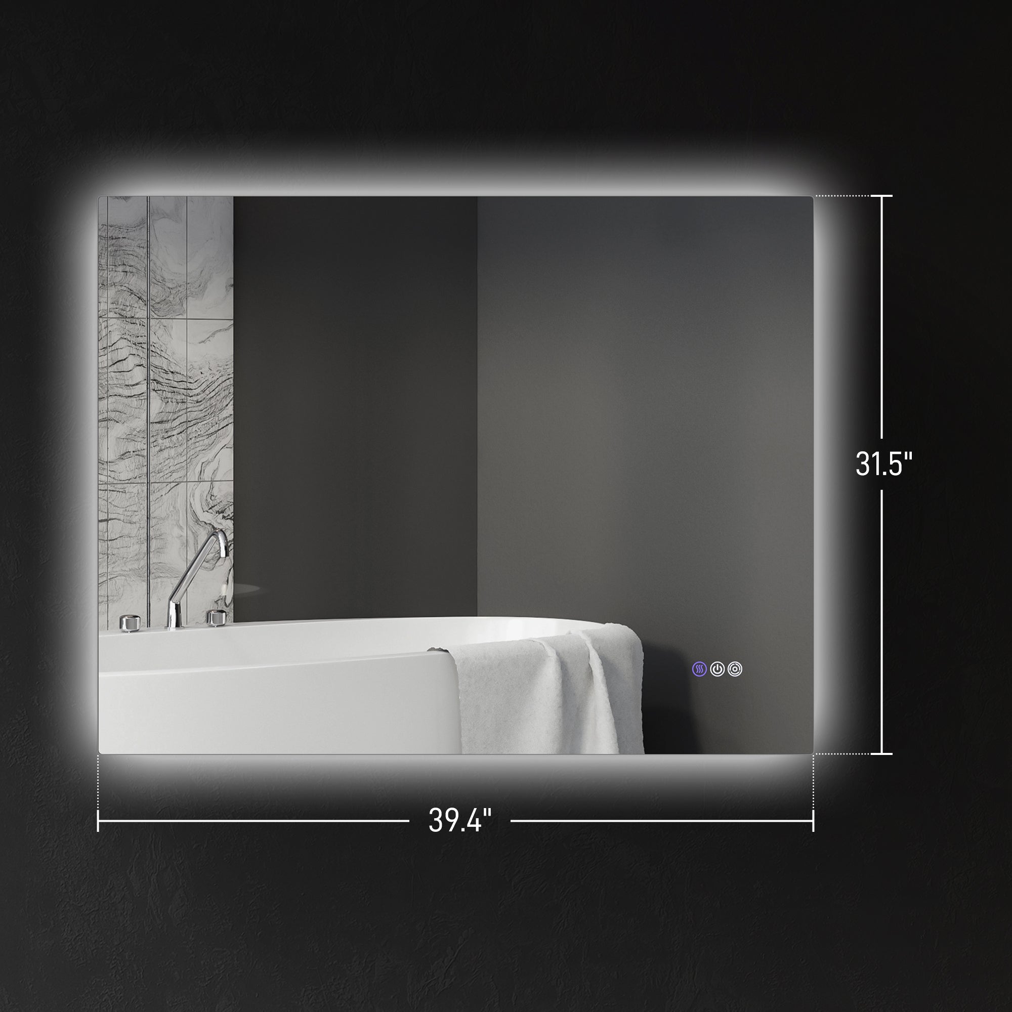 Dimmable Bathroom Mirror with Lights, 39" x 32" Backlit LED Mirror w/ Anti-Fog, Memory & Infinite Color Temperature