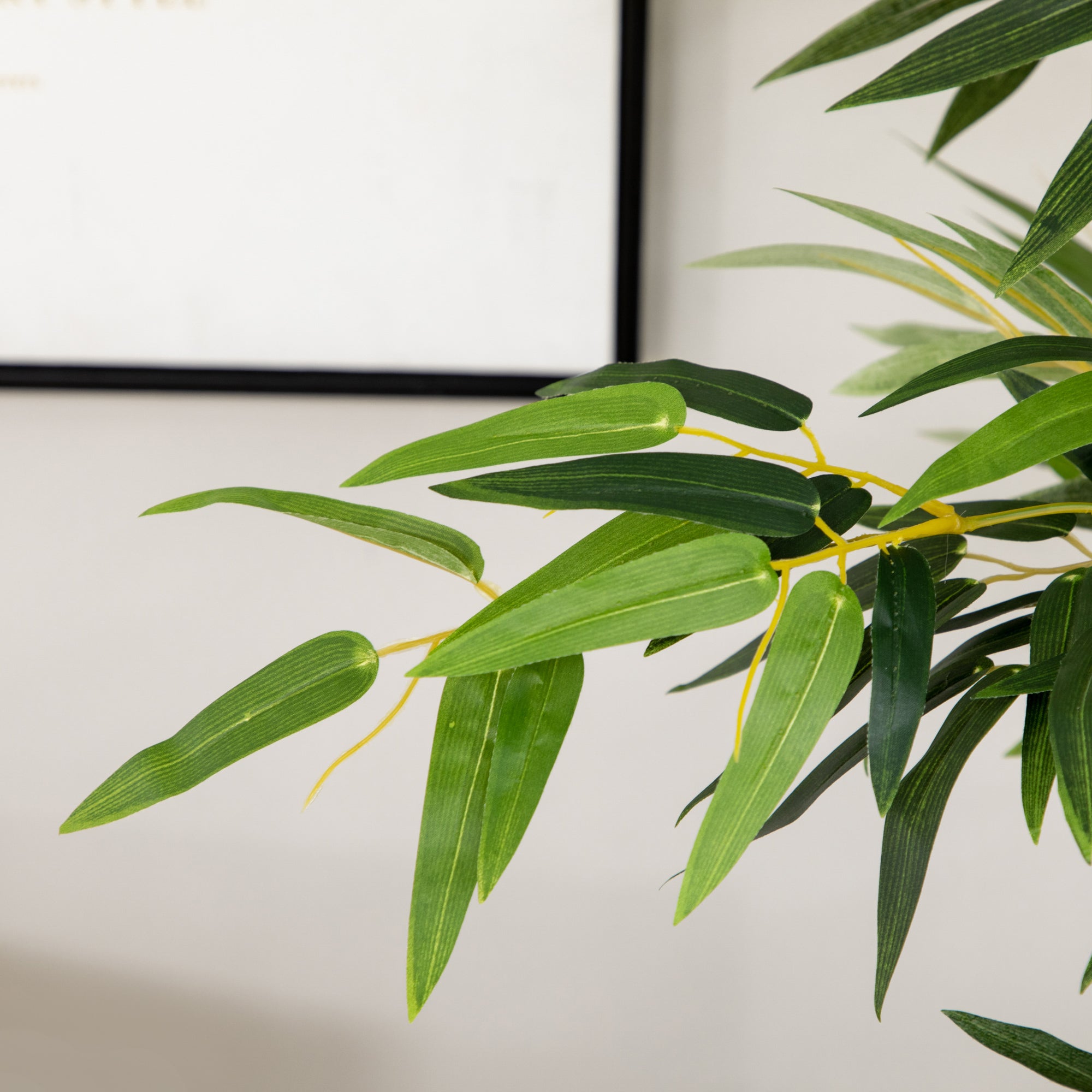 5ft Tall Artificial Bamboo Tree, Fake Bamboo Plant with Realistic Leaf and Natural Trunk, Decorative Fake Tree with Pine Wood Base for Indoor Home Office Decor