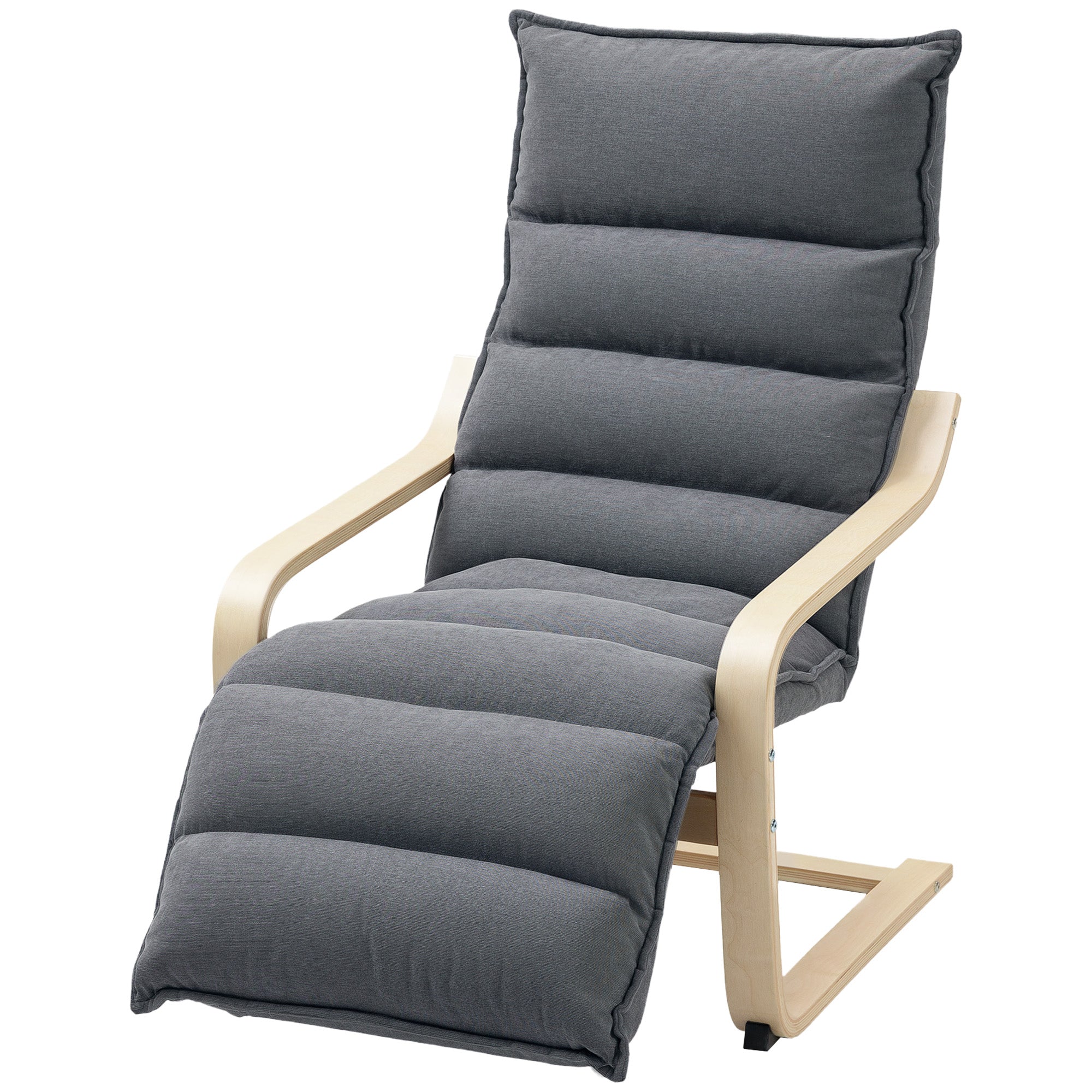 Modern Accent Chair, Velvet Upholstered Living Room Chair with Footrest, Wood Frame, Comfy Armchair for Bedroom, Balcony, Dark Grey