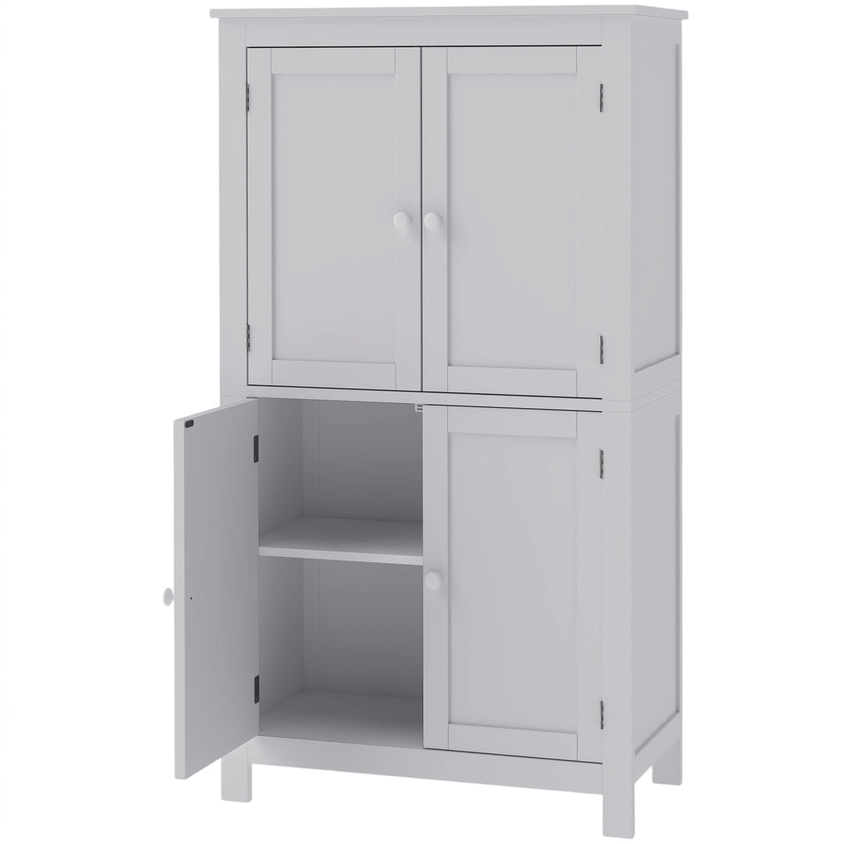 Tall Bathroom Cabinet, Freestanding Bathroom Cabinet with Hidden Storage and Adjustable Shelves, Living Room, White