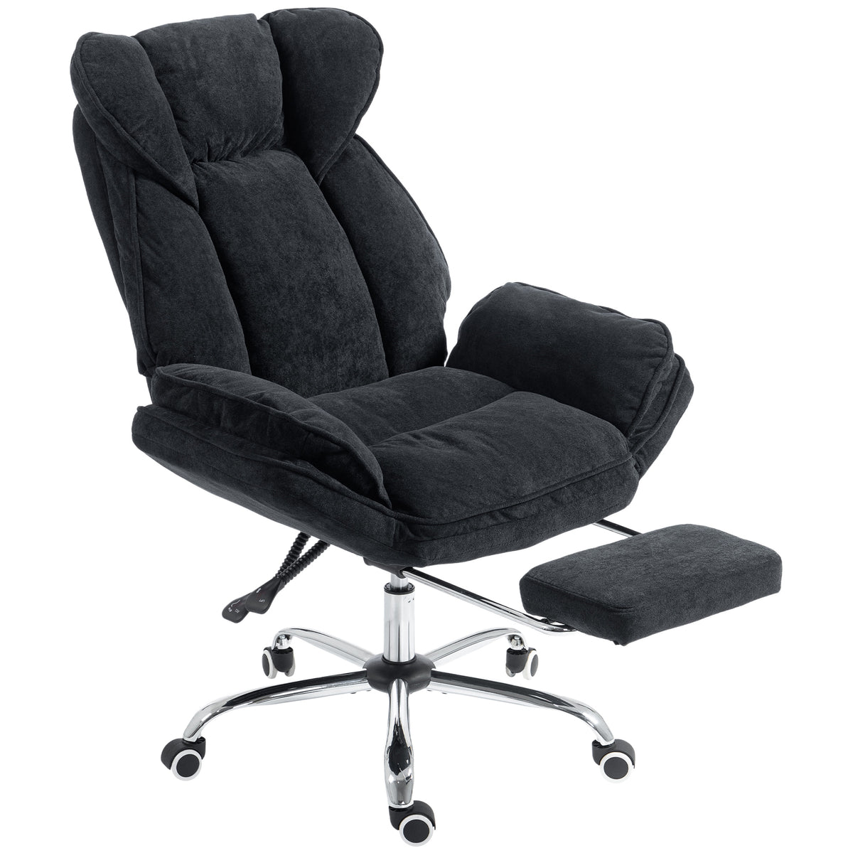 Big and Tall Office Chair, Heavy Duty High Back Desk Chair with Swivel Wheels and Footrest, Reclining Executive Snowflake Velvet, Black