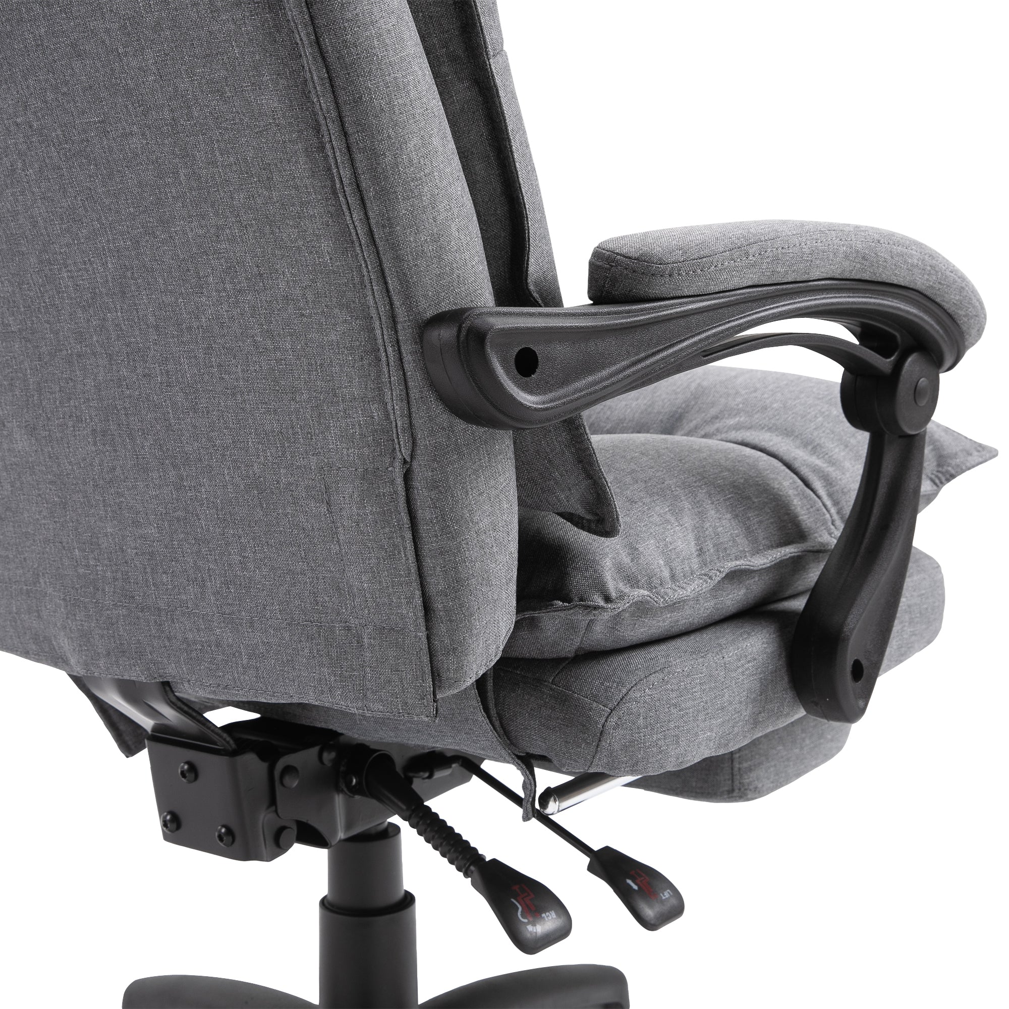 Vinsetto Office Chair 360° Swivel Adjustable Height Linen Style Fabric Recliner with Retractable Footrest and Double Padding, Grey