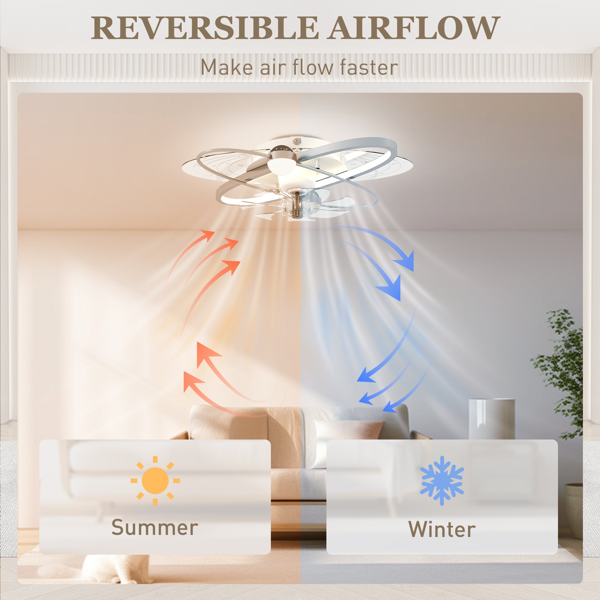 Ceiling Fans with Lights and Remote & App Control, 62 cm Modern LED Ceiling Fan Light with 3 Colour Temperatures, 6 Speed, Timer, Dimmable, Quiet Reversible DC Motor, for Bedroom, Silver Tone