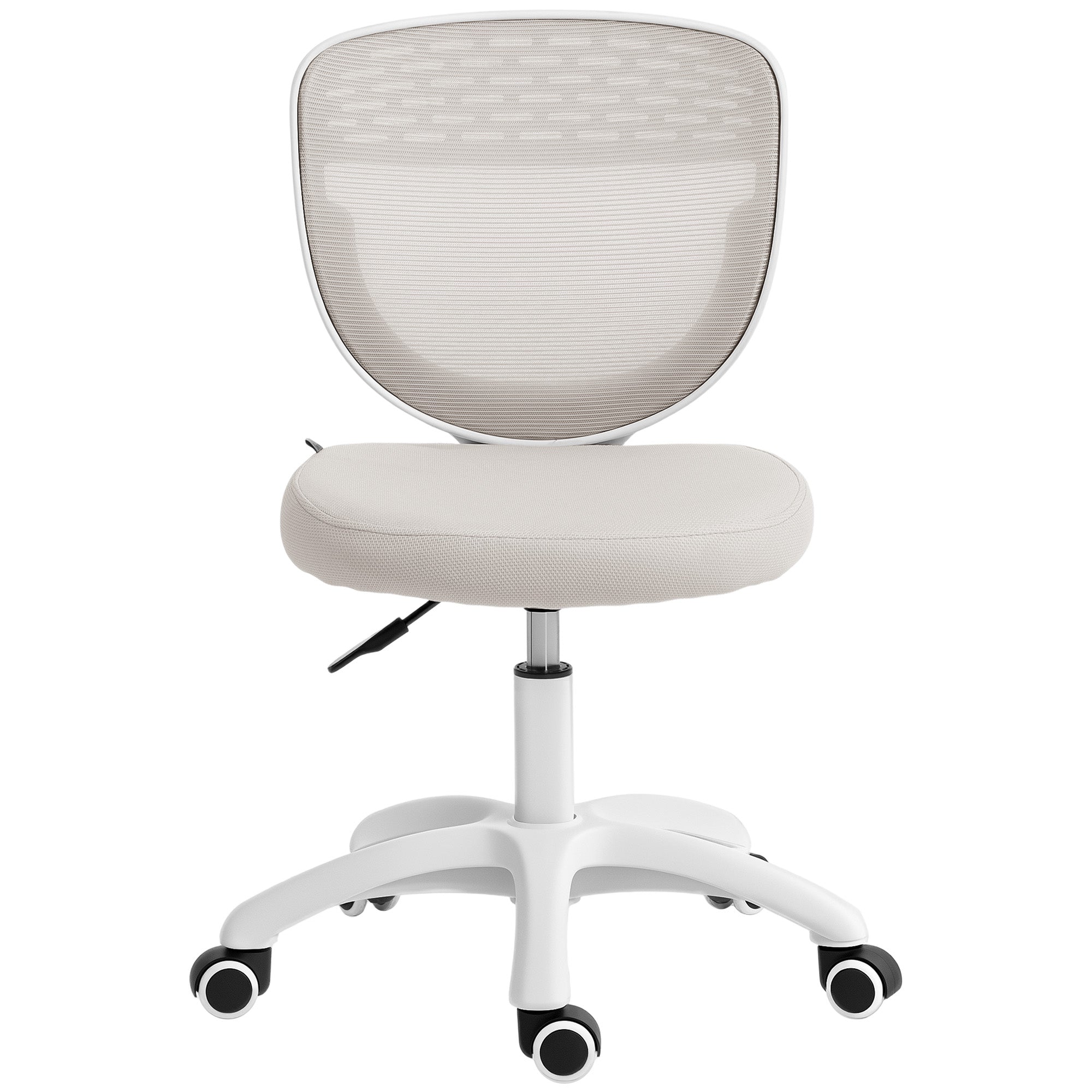 Ergonomic Office Chair, Armless Computer Desk Chair with Breathable Mesh Back, Padded Seat and Swivel Wheels, Adjustable Height for Home Office Study Bedroom, Grey