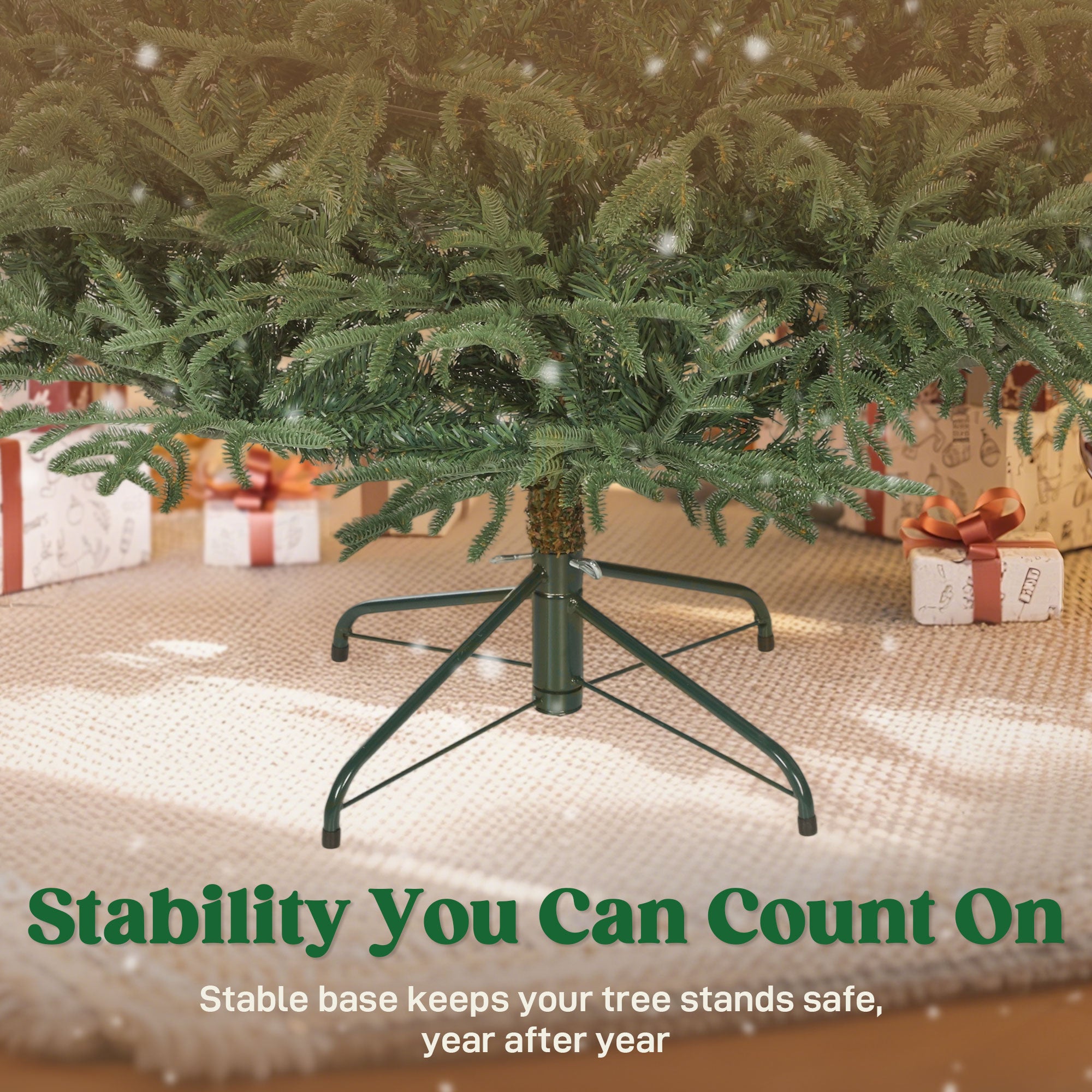 7 ft Artificial Christmas Tree with 2942 Realistic Dense Branches, Full Spruce, Hinged Xmas Tree with Metal Stand, Easy Assembly, Green